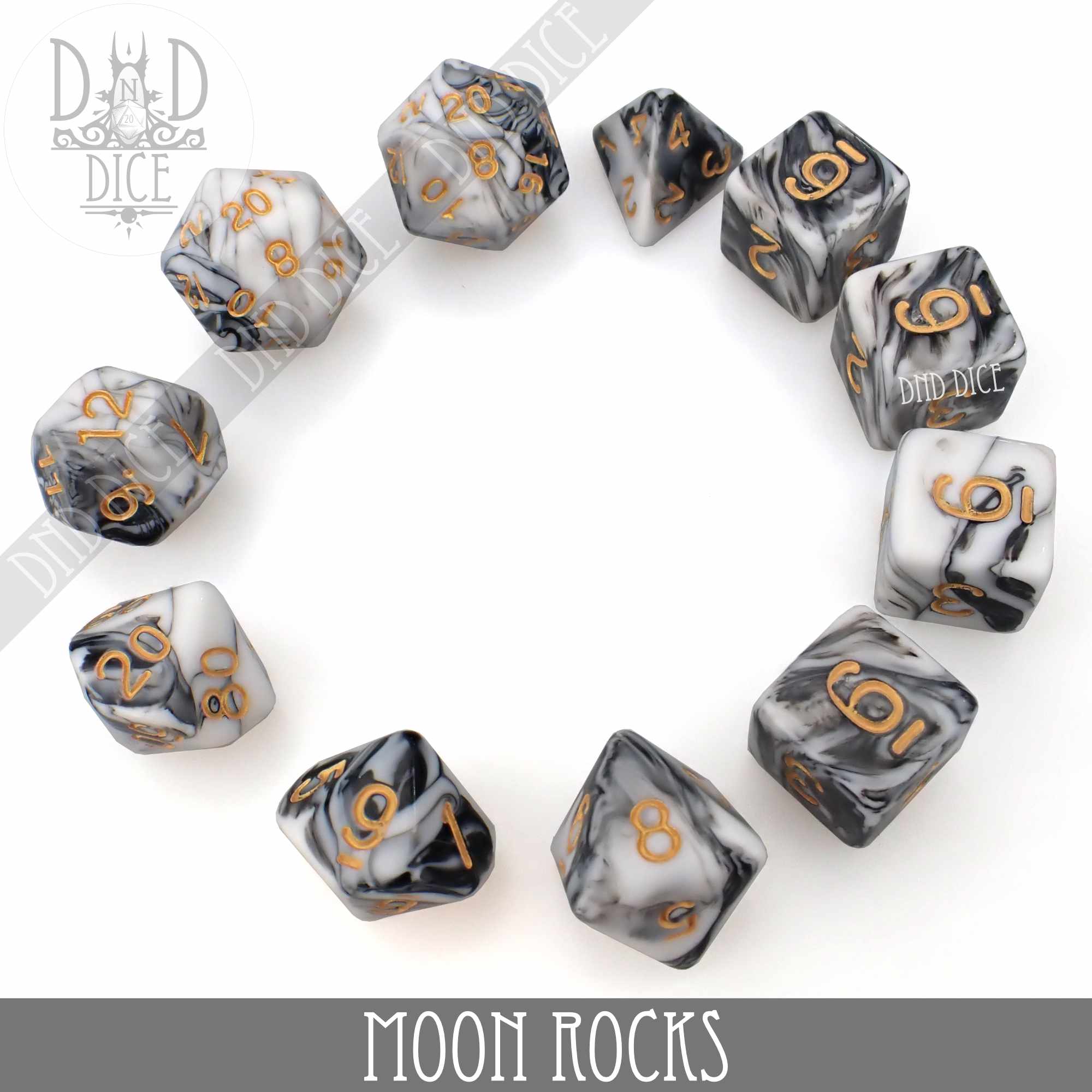 Moon Rocks 7 or 11 Dice Set - Bards & Cards