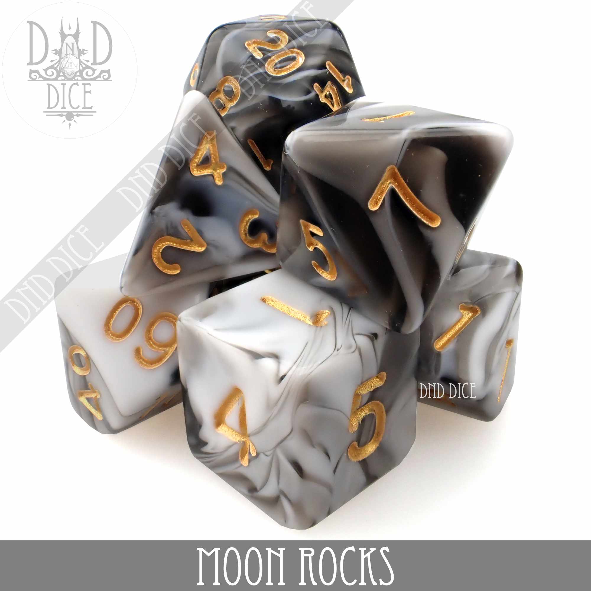 Moon Rocks 7 or 11 Dice Set - Bards & Cards