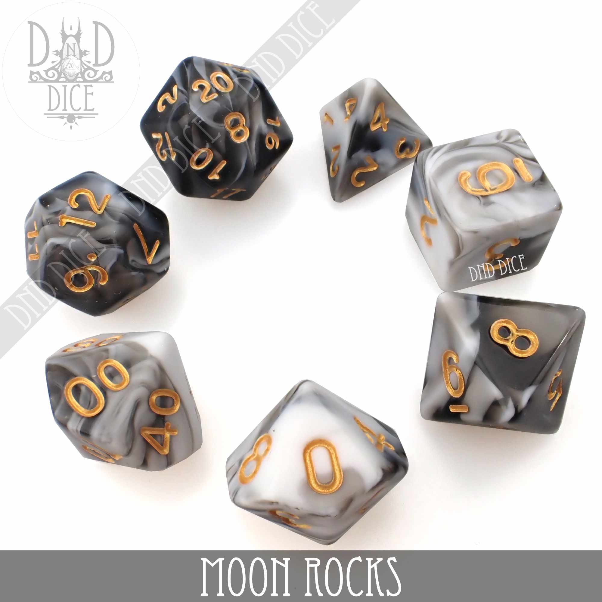 Moon Rocks 7 or 11 Dice Set - Bards & Cards