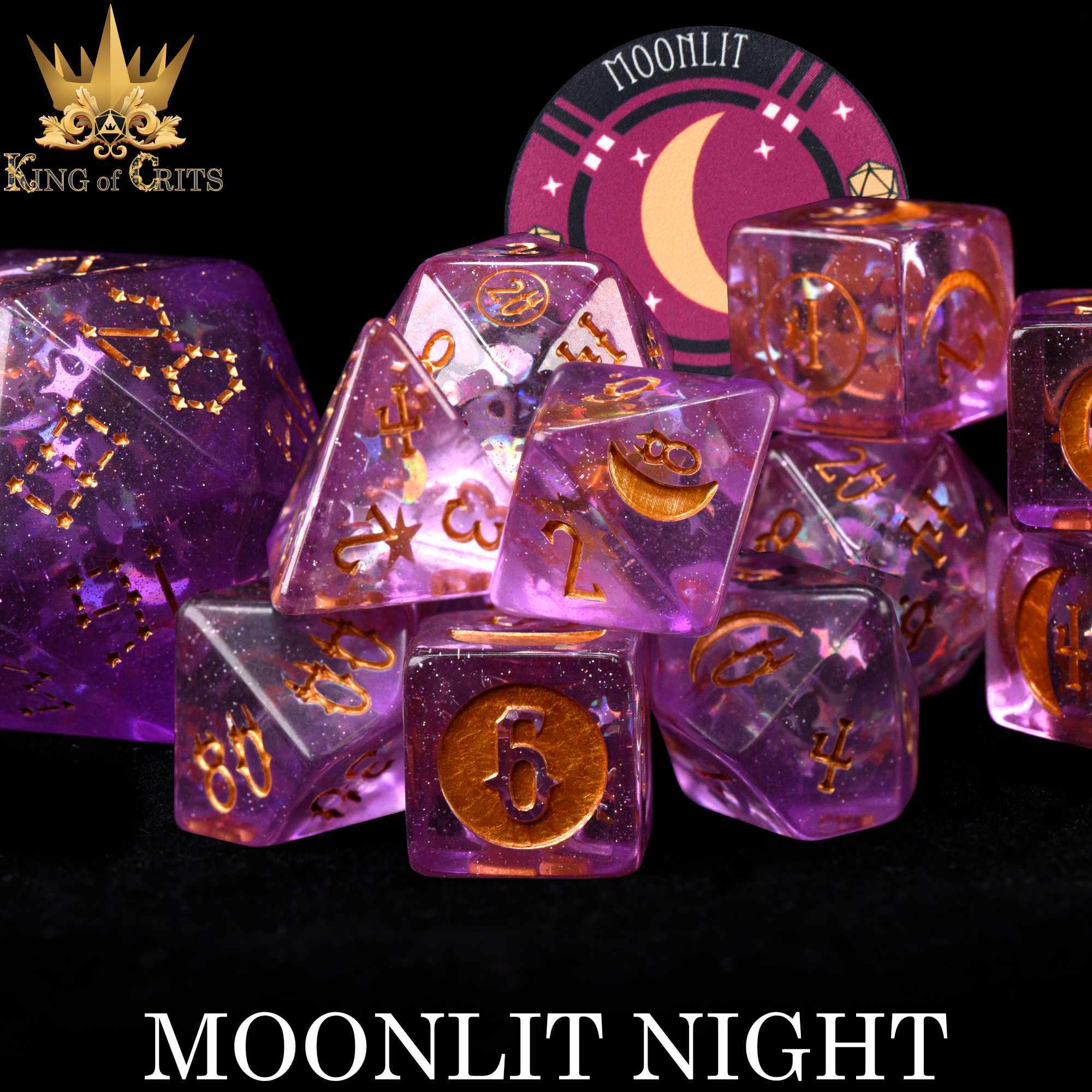 Moonlit Night 12 Dice Set - Bards & Cards