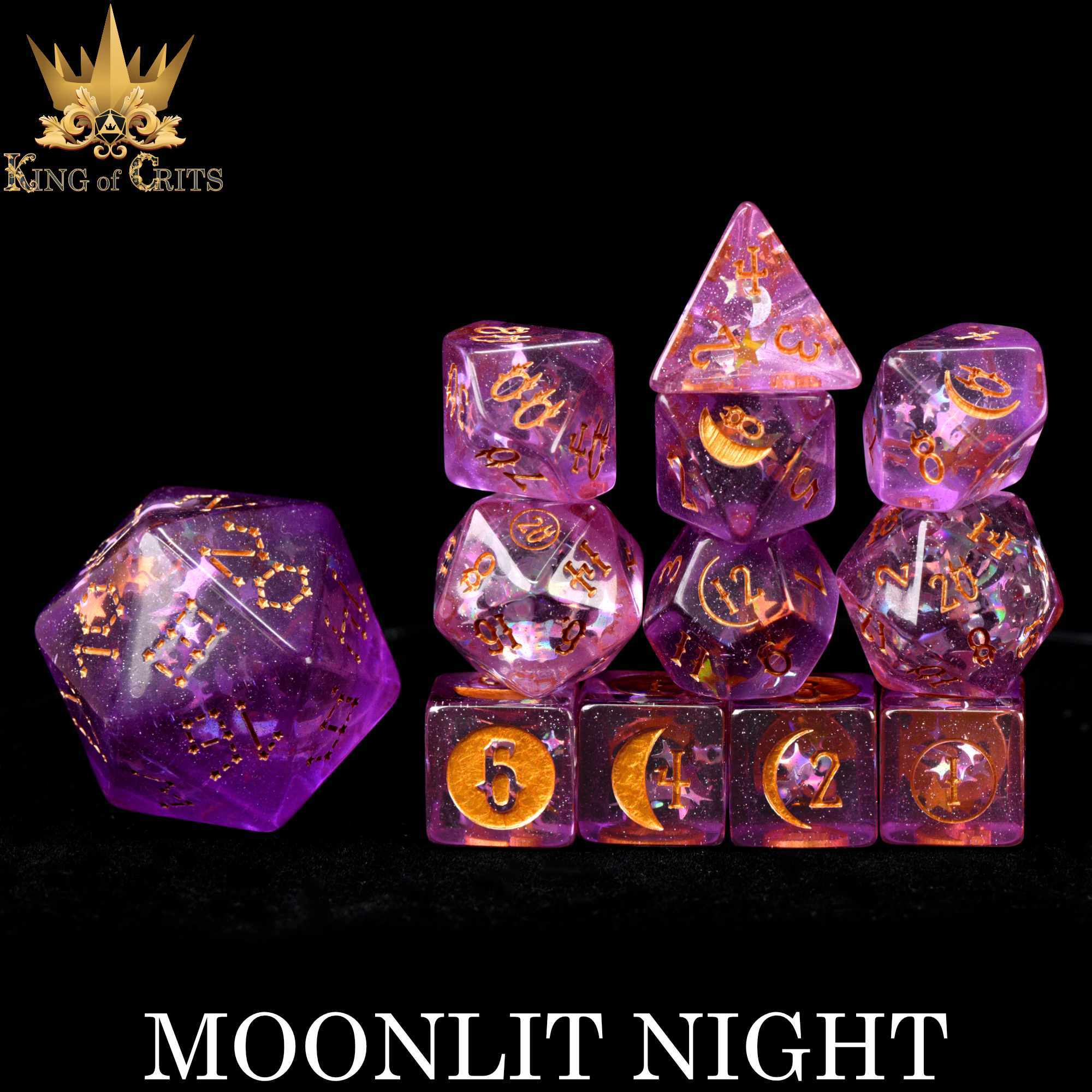 Moonlit Night 12 Dice Set - Bards & Cards