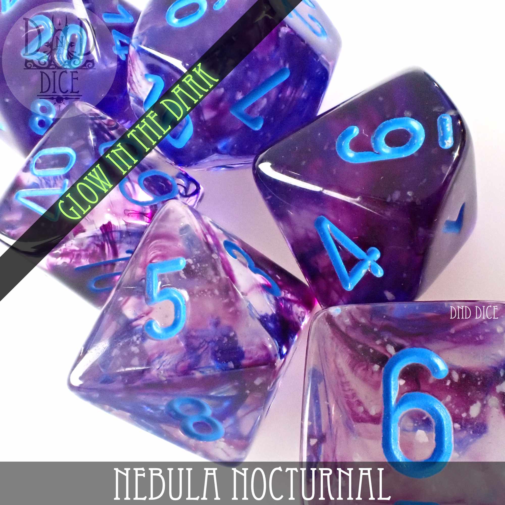 Nebula Nocturnal 7 or 11 Dice Set (Glow) - Bards & Cards