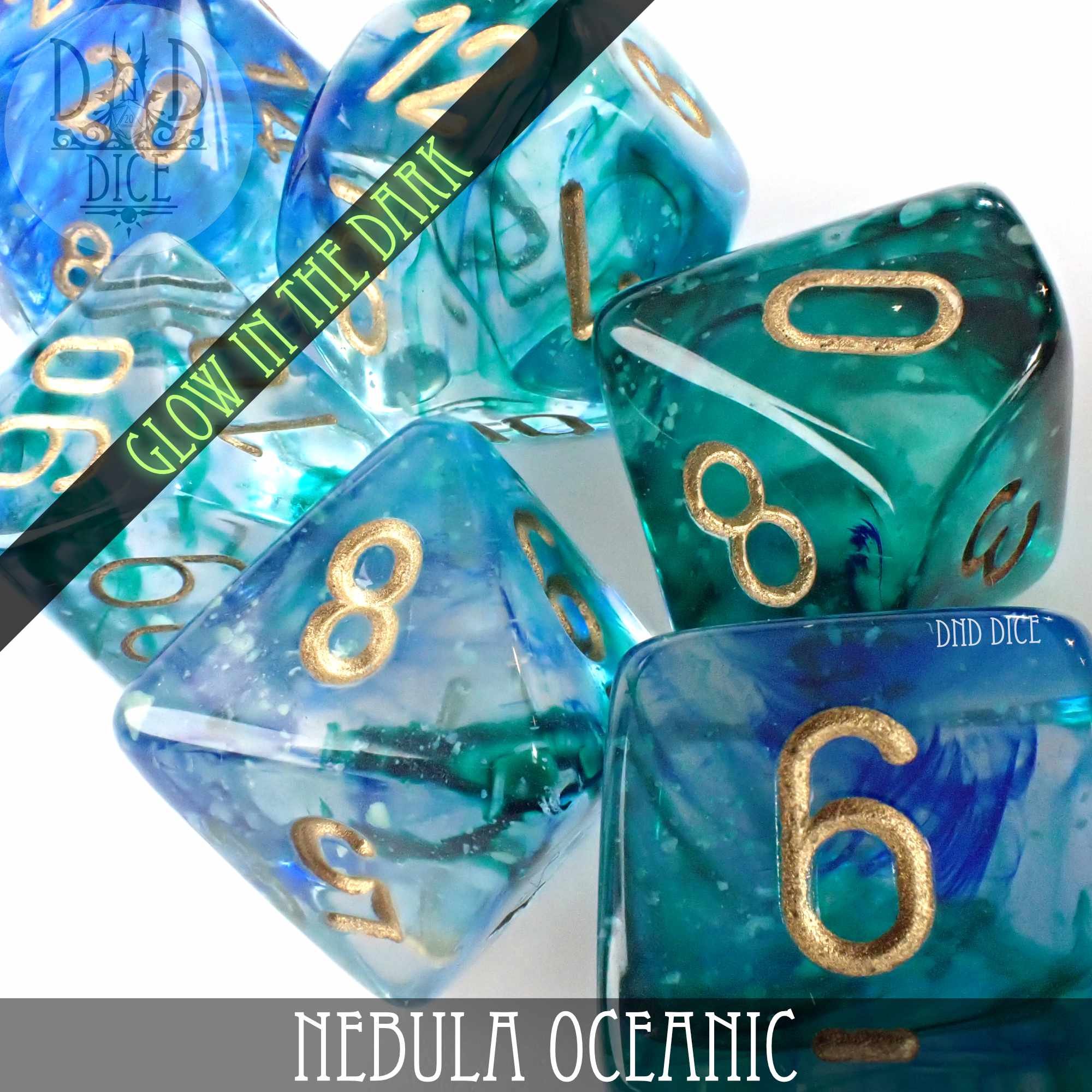 Nebula Oceanic 7 or 11 Dice Set (Glow) - Bards & Cards