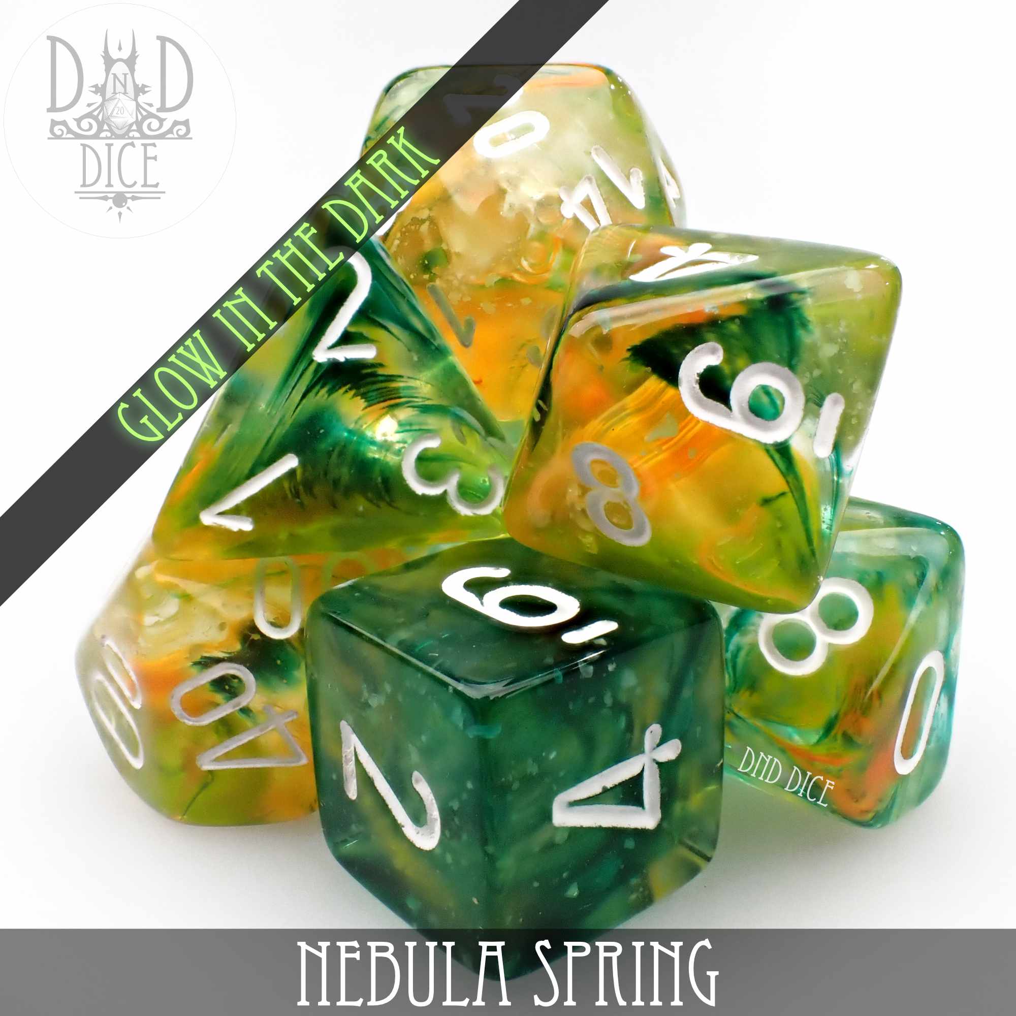 Nebula Spring Dice Set (Glow) - Bards & Cards