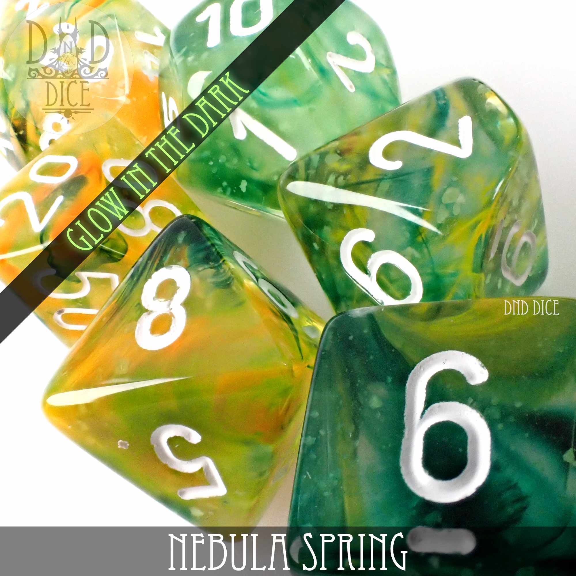 Nebula Spring Dice Set (Glow) - Bards & Cards