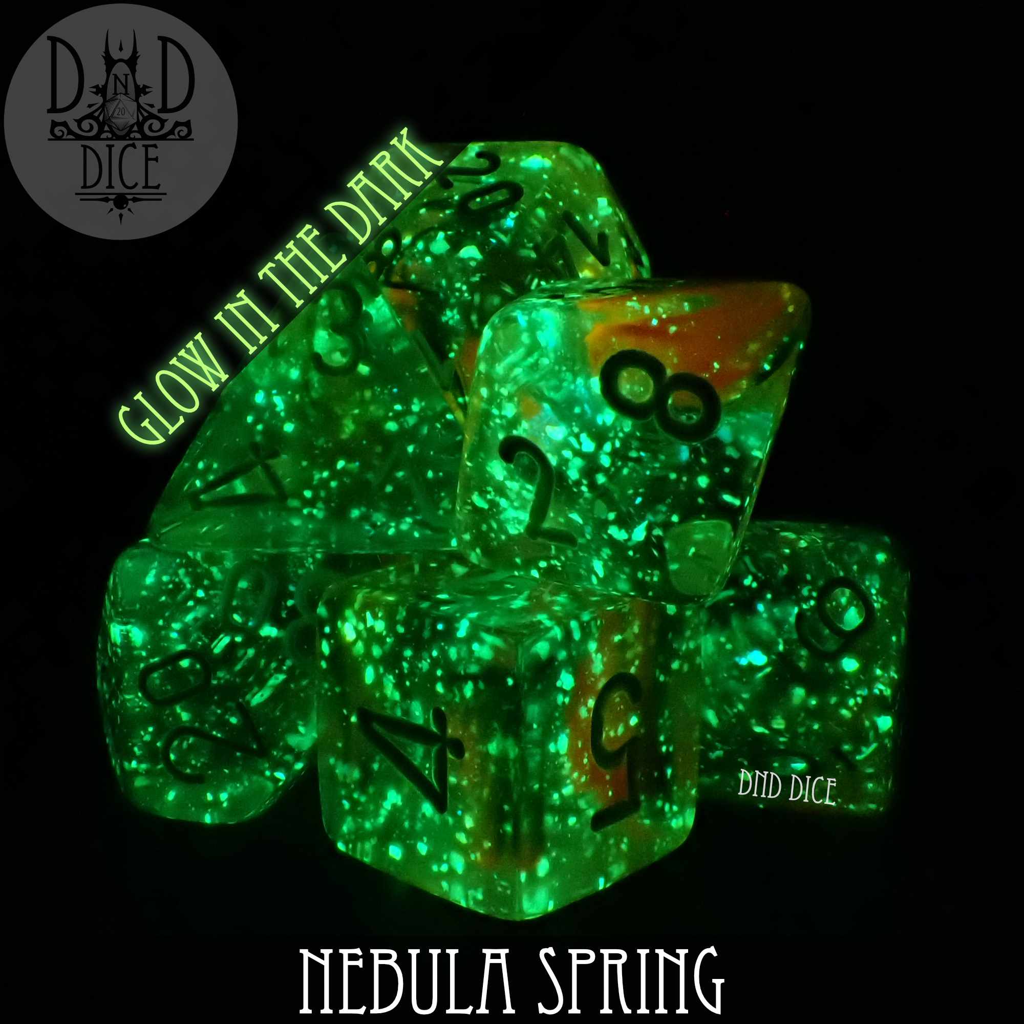 Nebula Spring Dice Set (Glow) - Bards & Cards