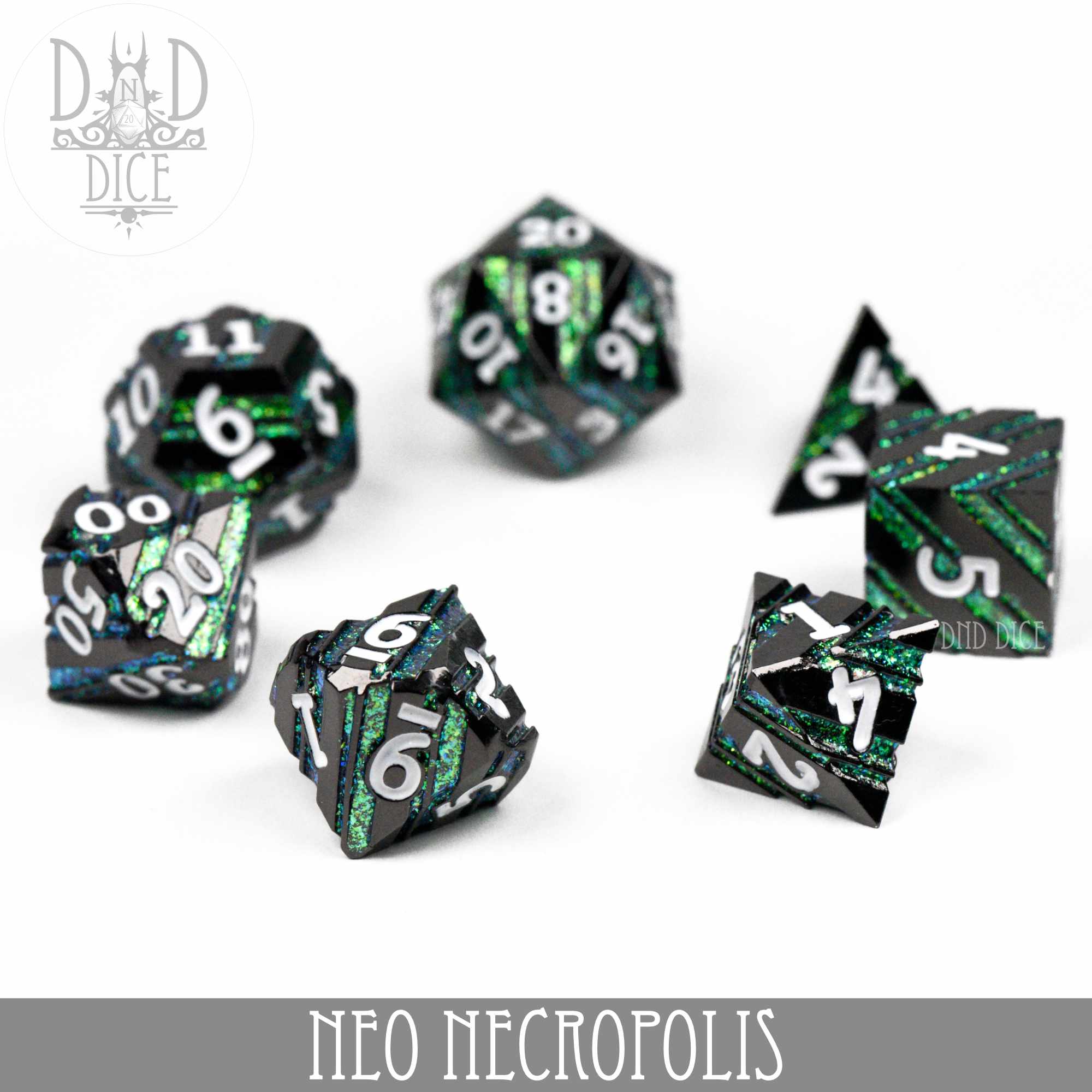 Neo Necropolis Metal Dice Set - Bards & Cards