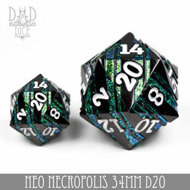 Neo Necropolis Metal 34mm D20 - Bards & Cards