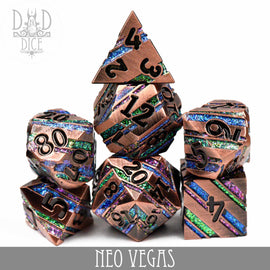 Neo Vegas Metal Dice Set - Bards & Cards