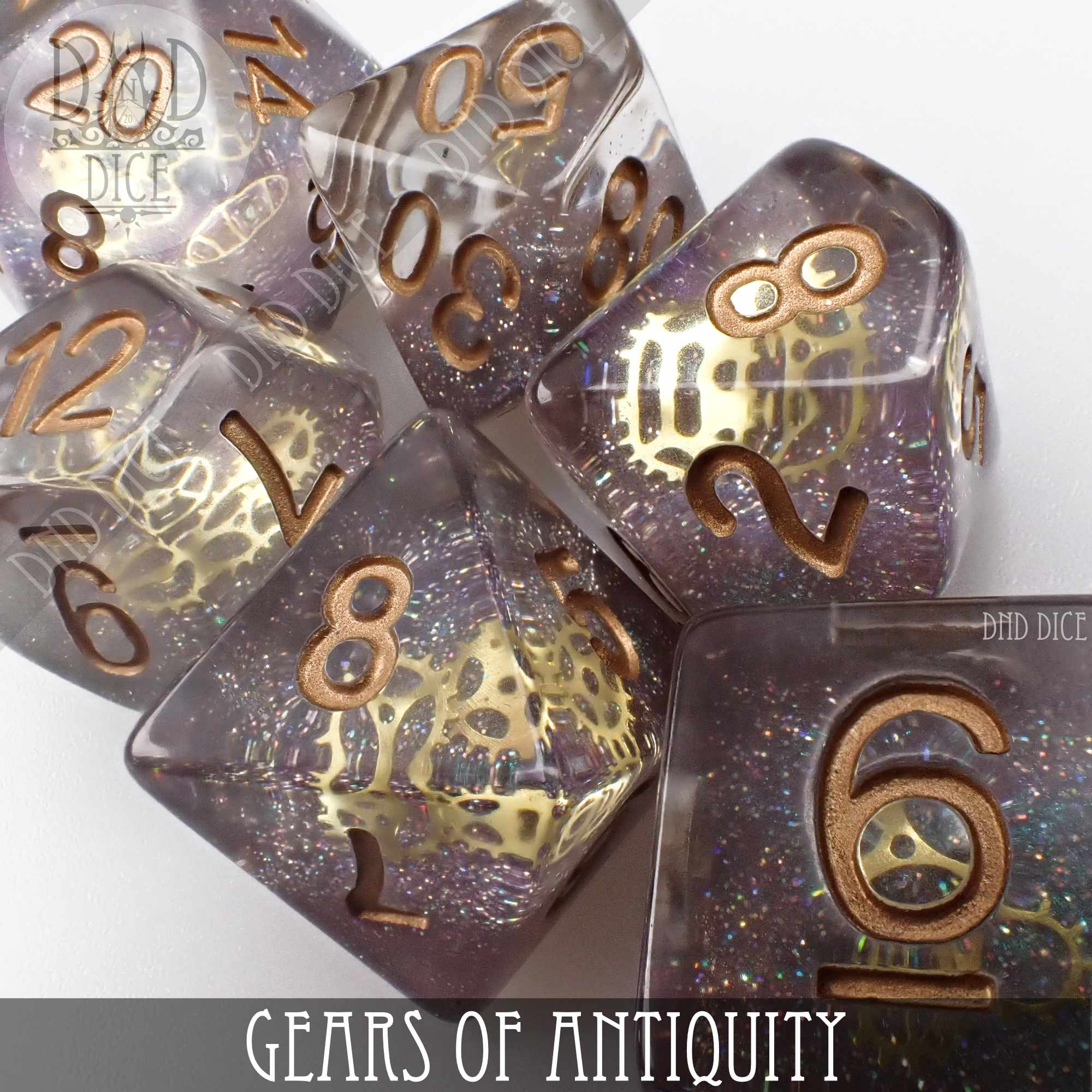 Gears of Antiquity Dice Set - Bards & Cards