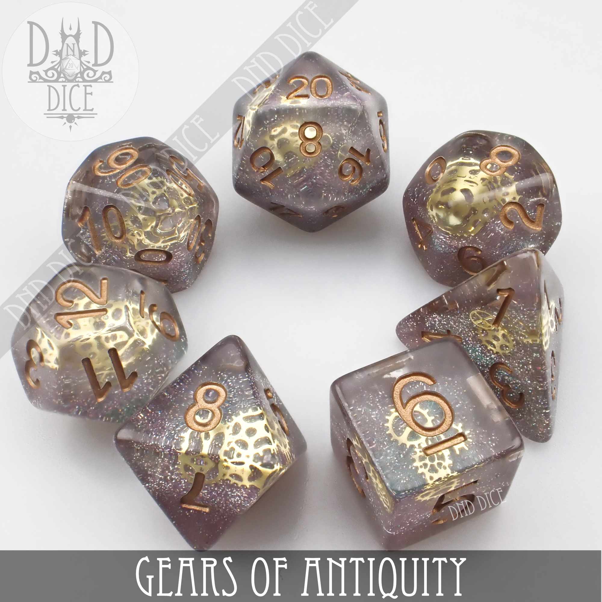 Gears of Antiquity Dice Set - Bards & Cards