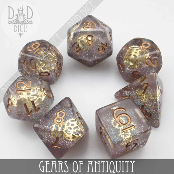 Gears of Antiquity Dice Set - Bards & Cards
