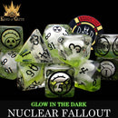 Nuclear Fallout 11 Dice Set (Glow) - Bards & Cards