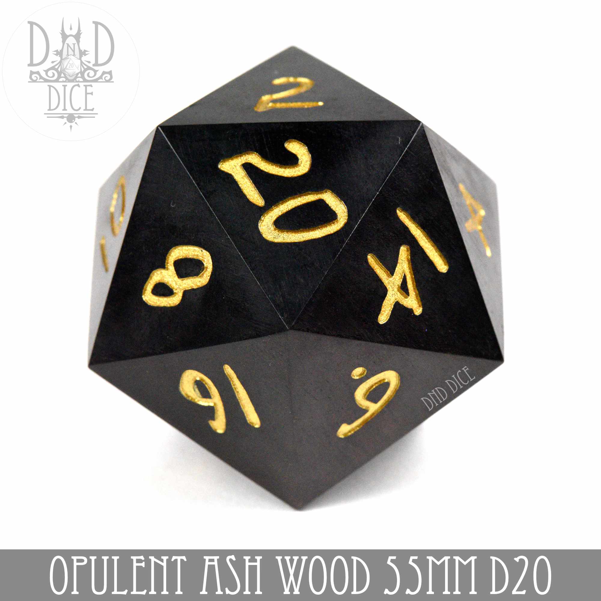 Opulent Ash Wood 50mm D20 (Gift Box) - Bards & Cards