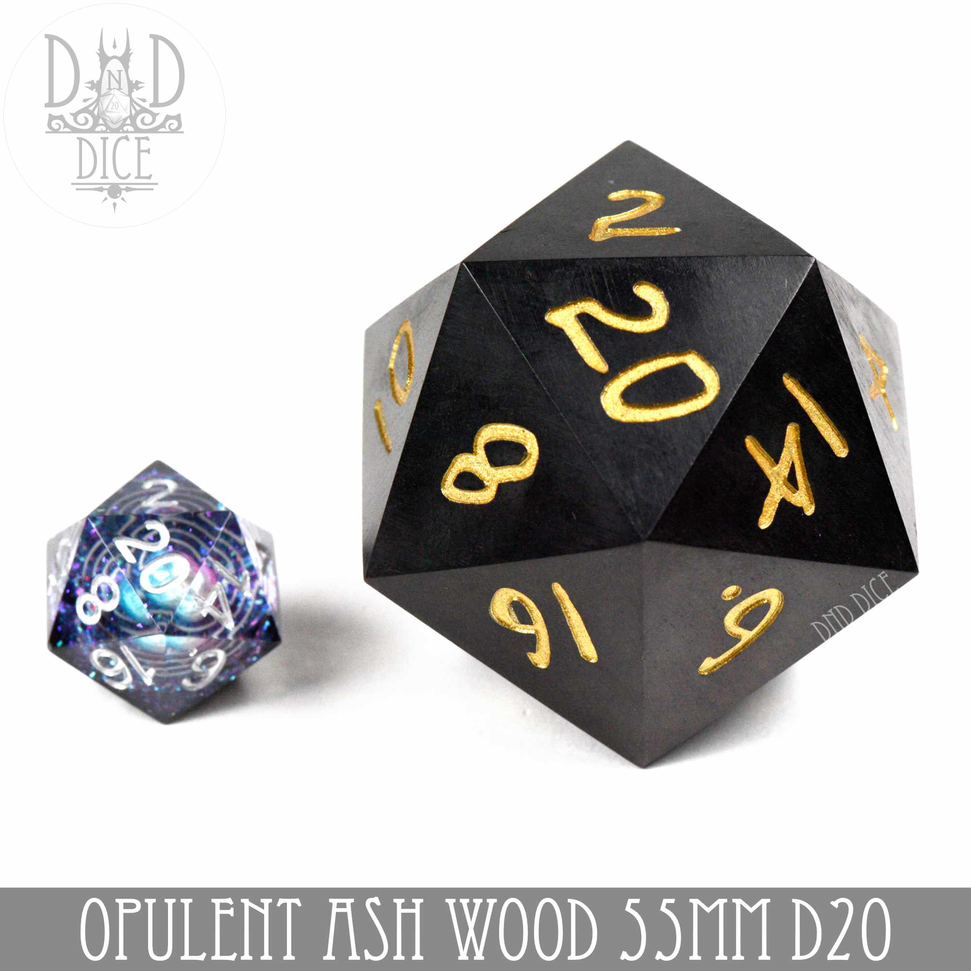 Opulent Ash Wood 50mm D20 (Gift Box) - Bards & Cards