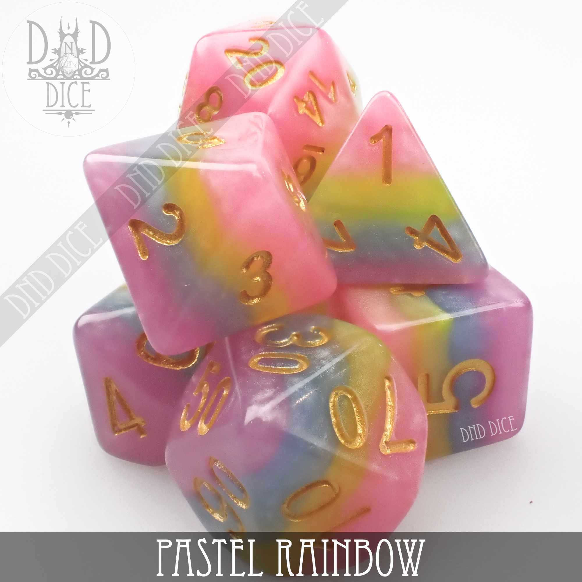 Pastel Rainbow Dice Set - Bards & Cards