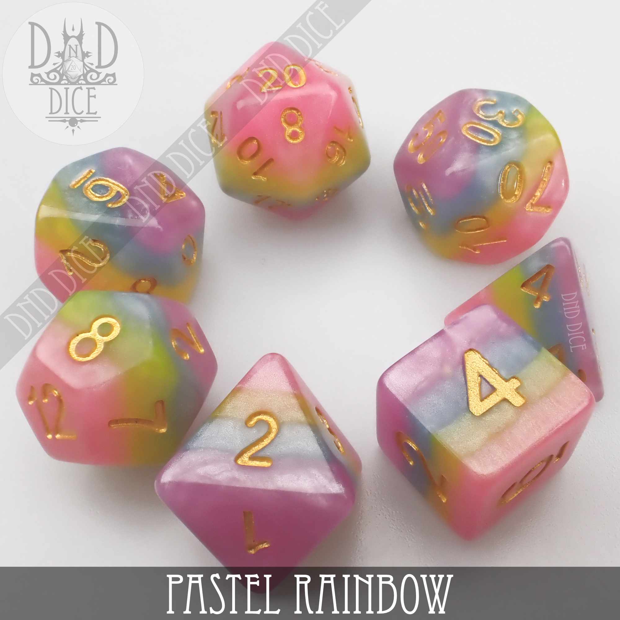 Pastel Rainbow Dice Set - Bards & Cards