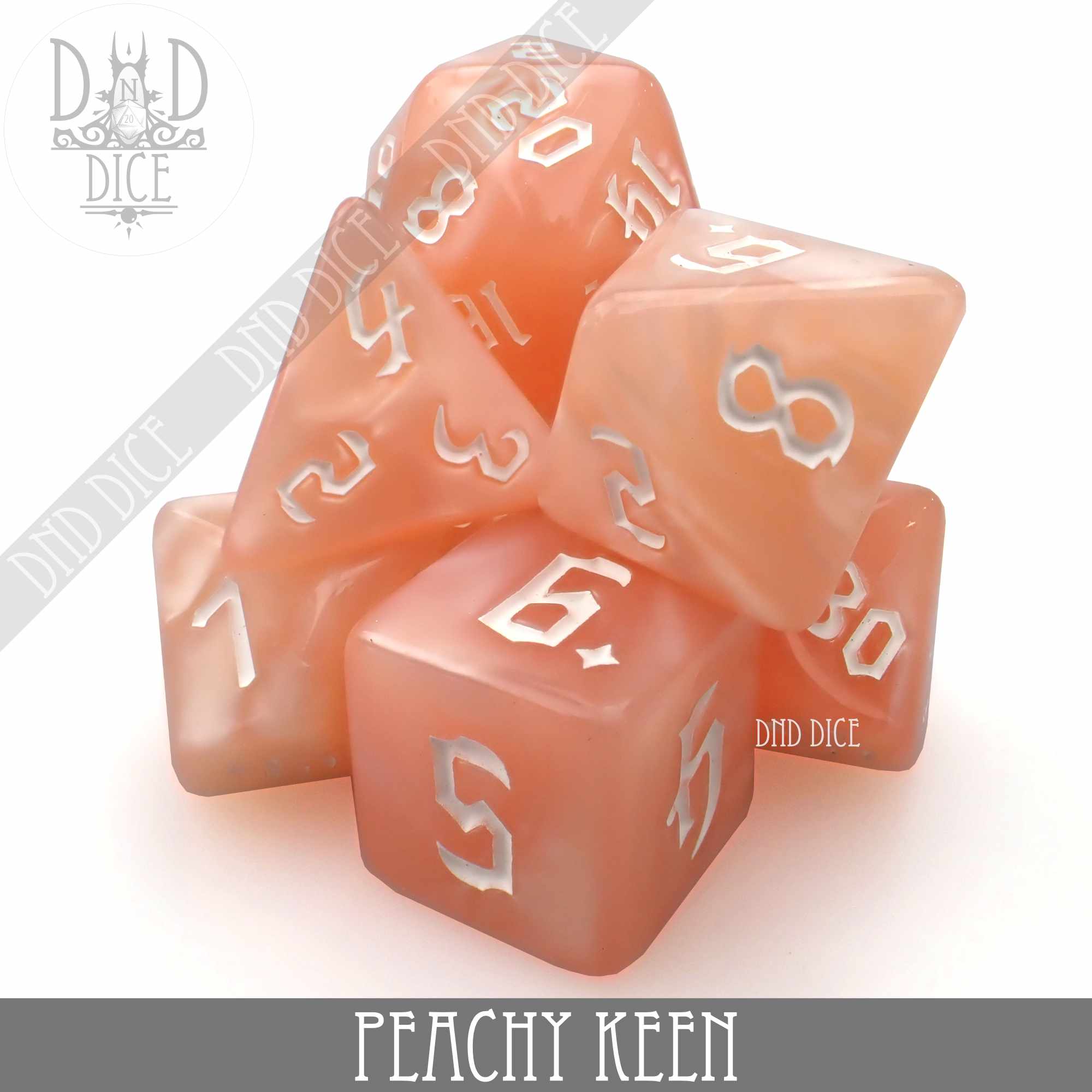 Peachy Keen Dice Set - Bards & Cards