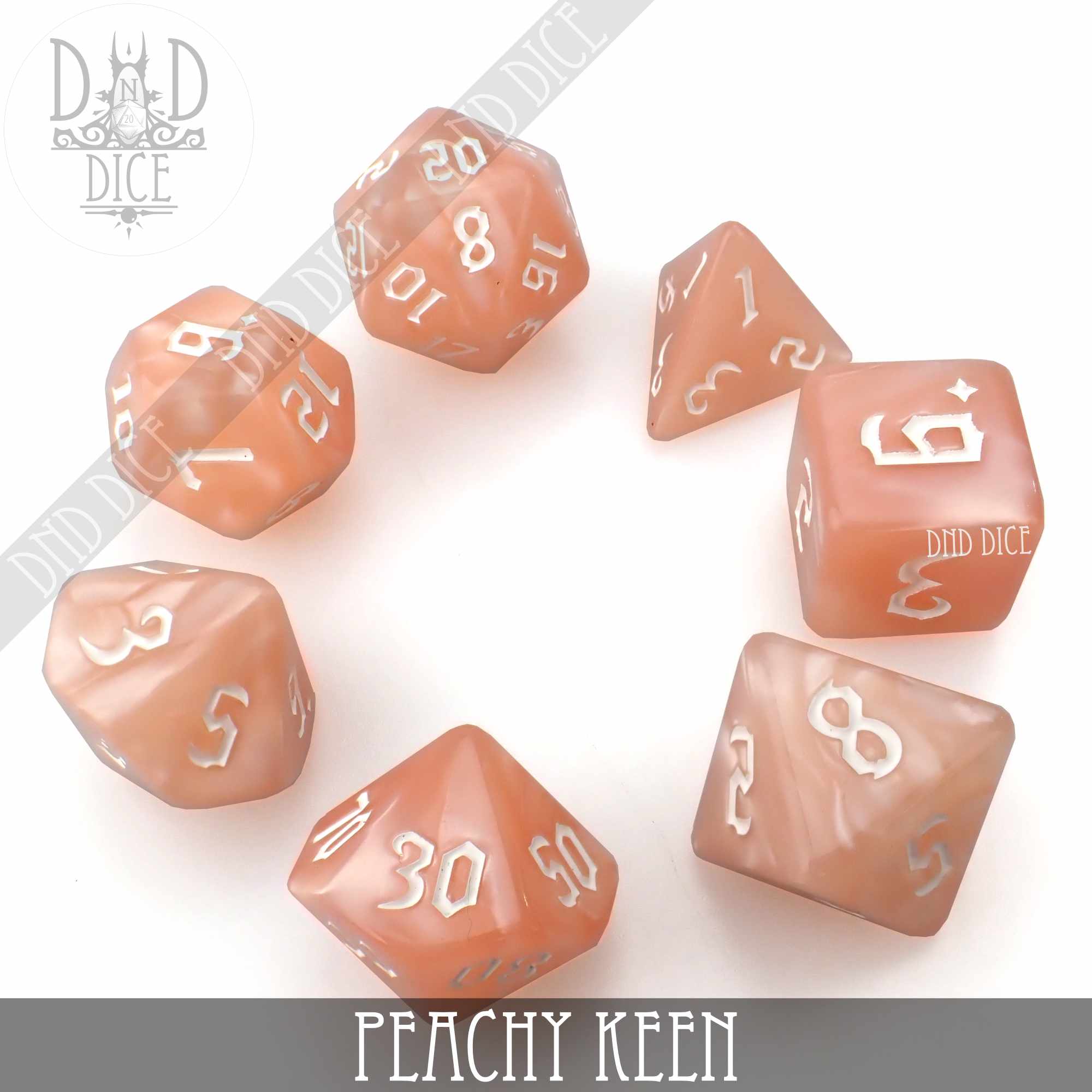 Peachy Keen Dice Set - Bards & Cards