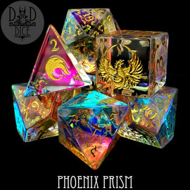 Phoenix Prism Glass Dice Set (Gift Box) - Bards & Cards