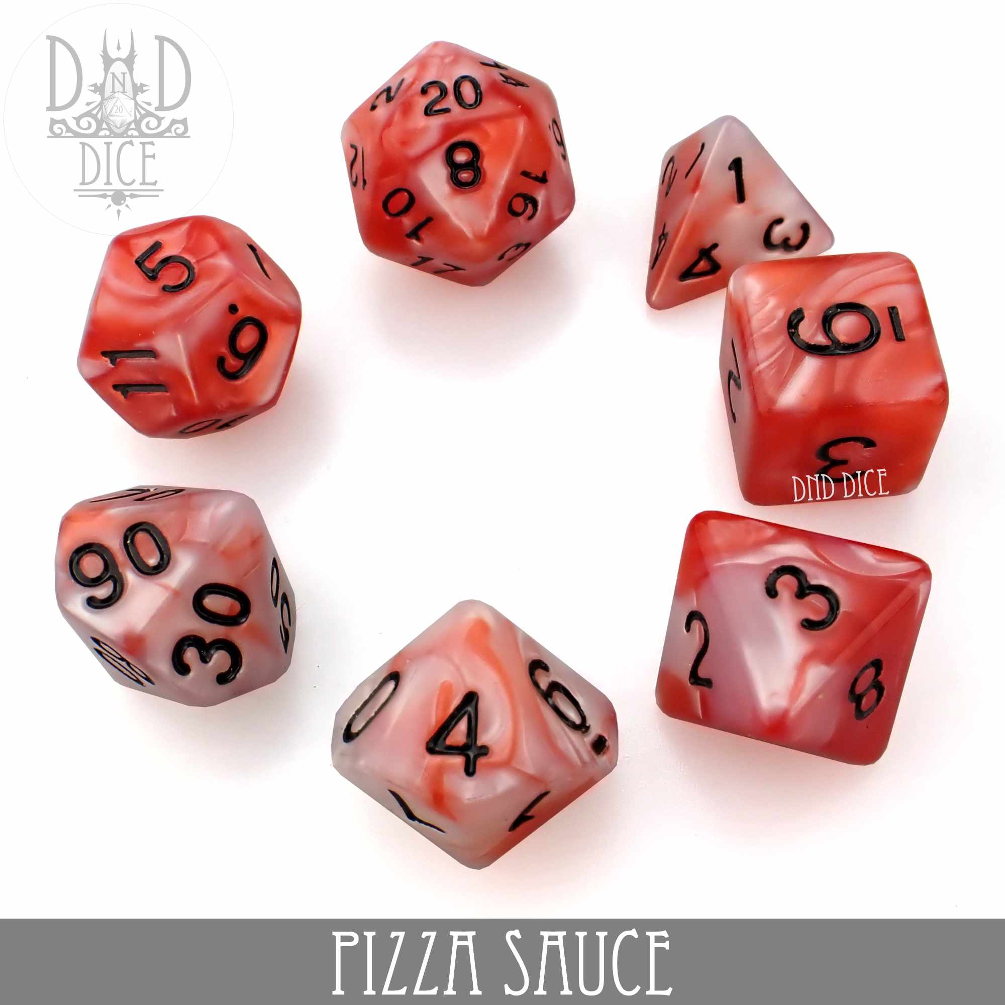 Pizza Sauce Dice Set - Bards & Cards