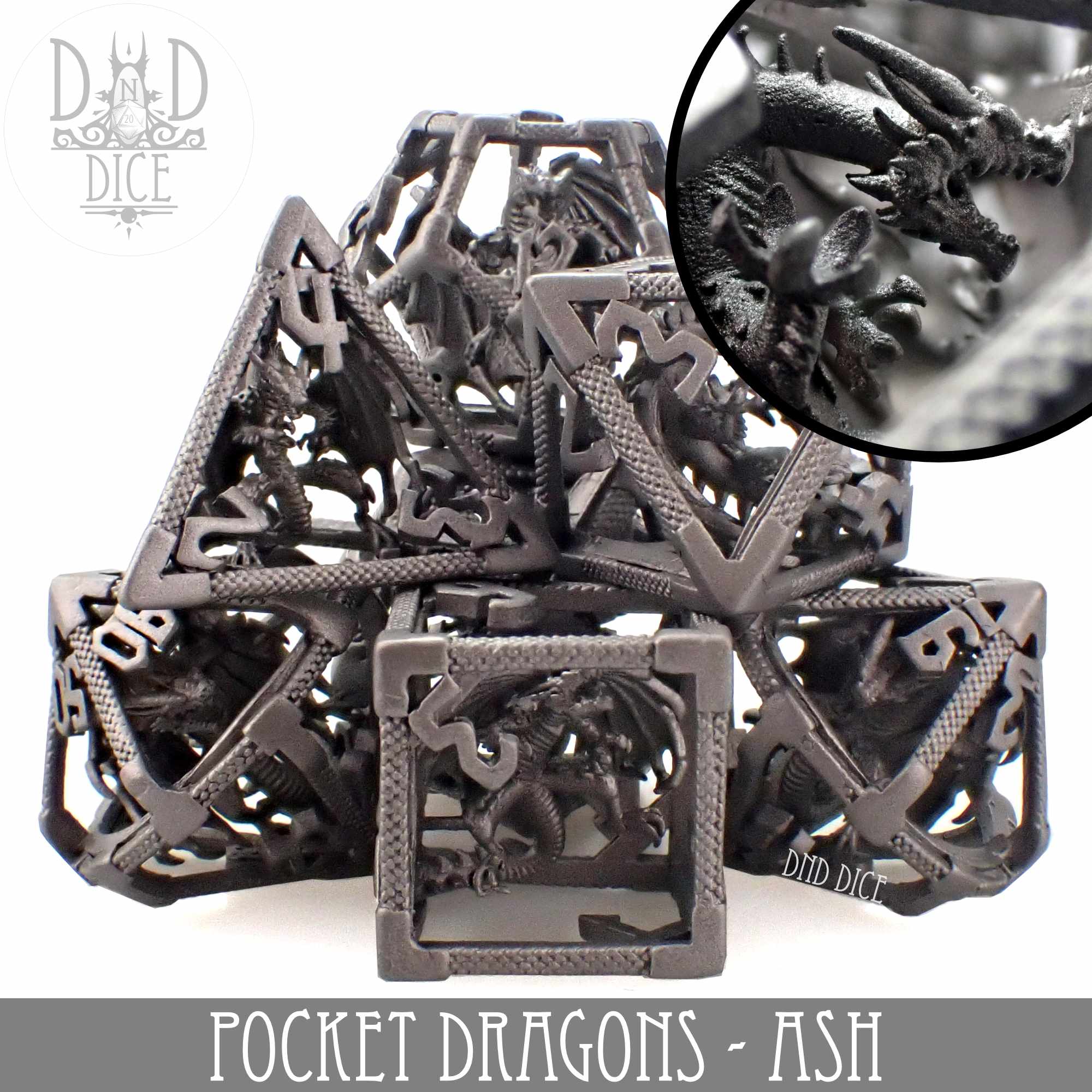 Pocket Dragons Ash - Metal Dice Set (Gift Box) - Bards & Cards