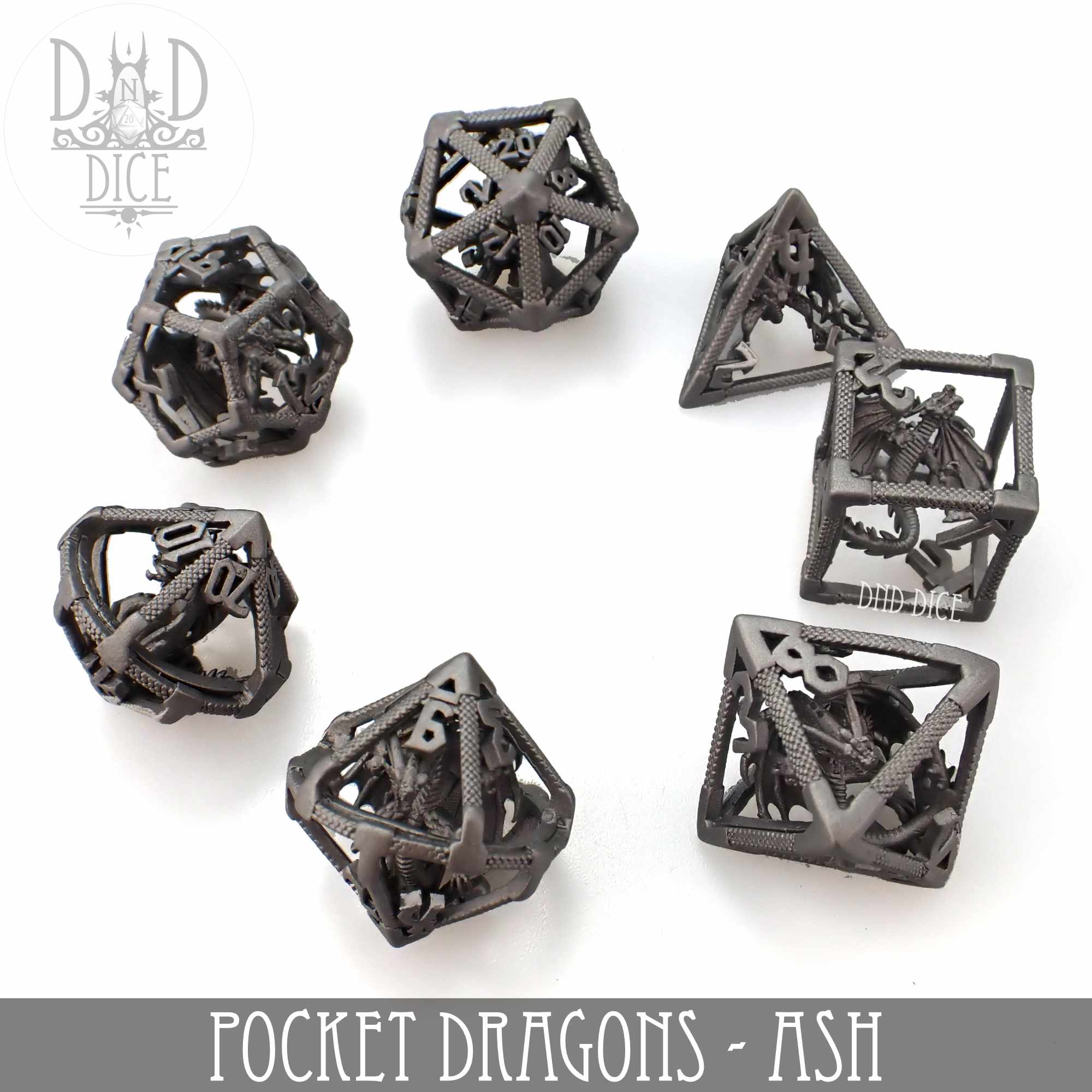 Pocket Dragons Ash - Metal Dice Set (Gift Box) - Bards & Cards