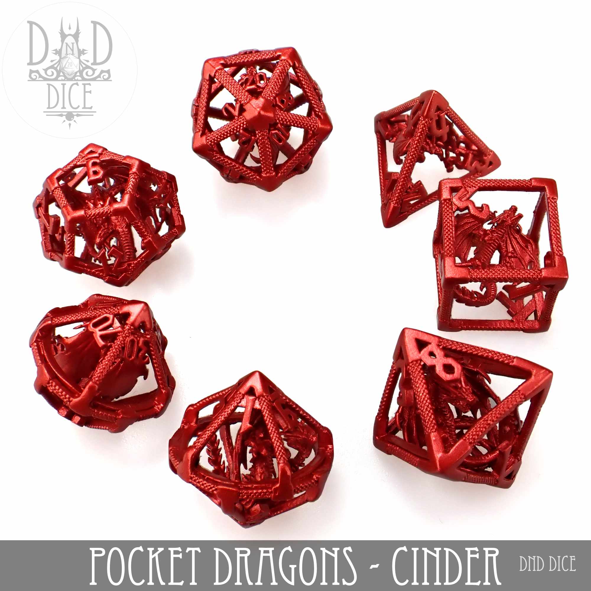 Pocket Dragons Cinder - Metal Dice Set (Gift Box) - Bards & Cards