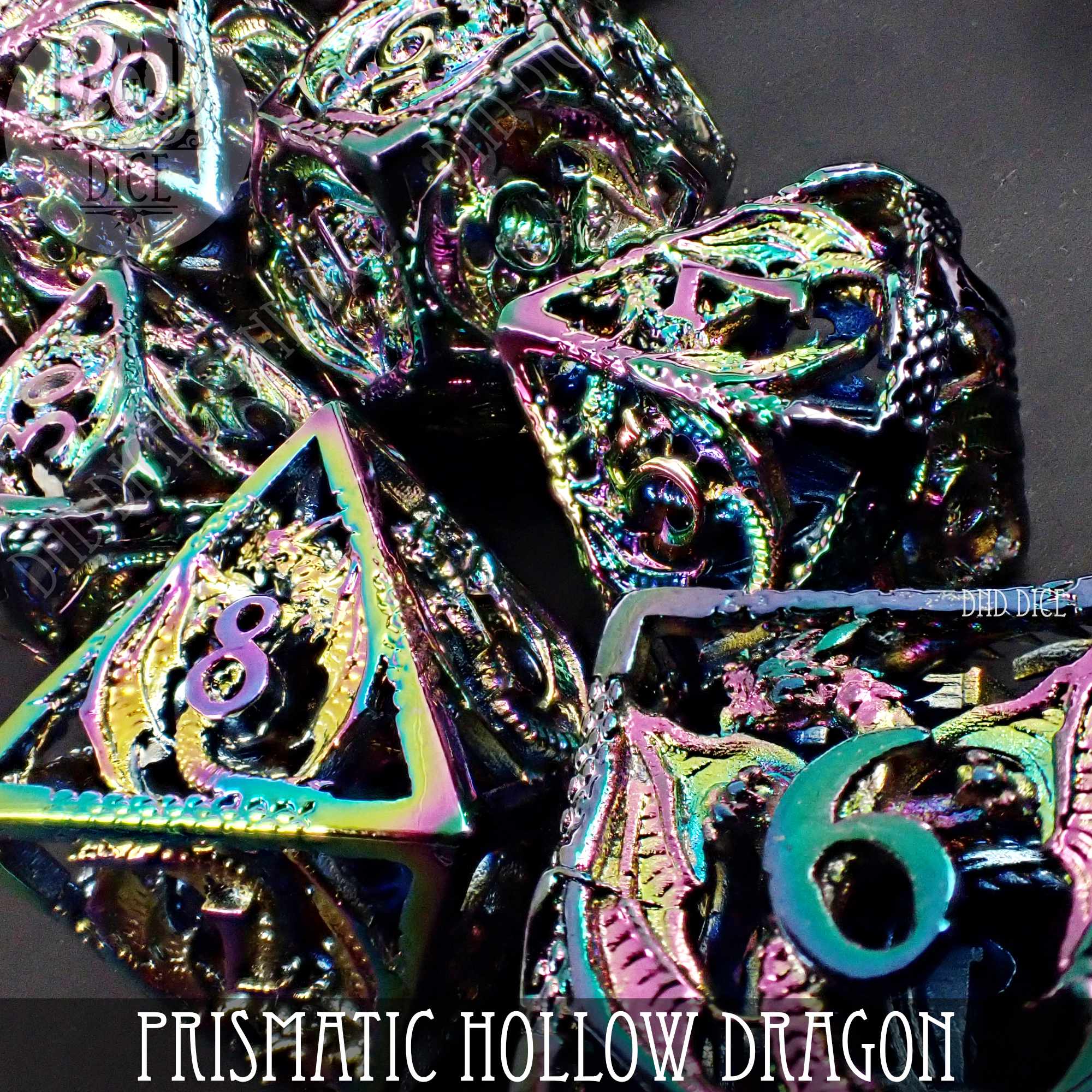 Prismatic Dragon Metal Dice Set (Gift Box) - Bards & Cards