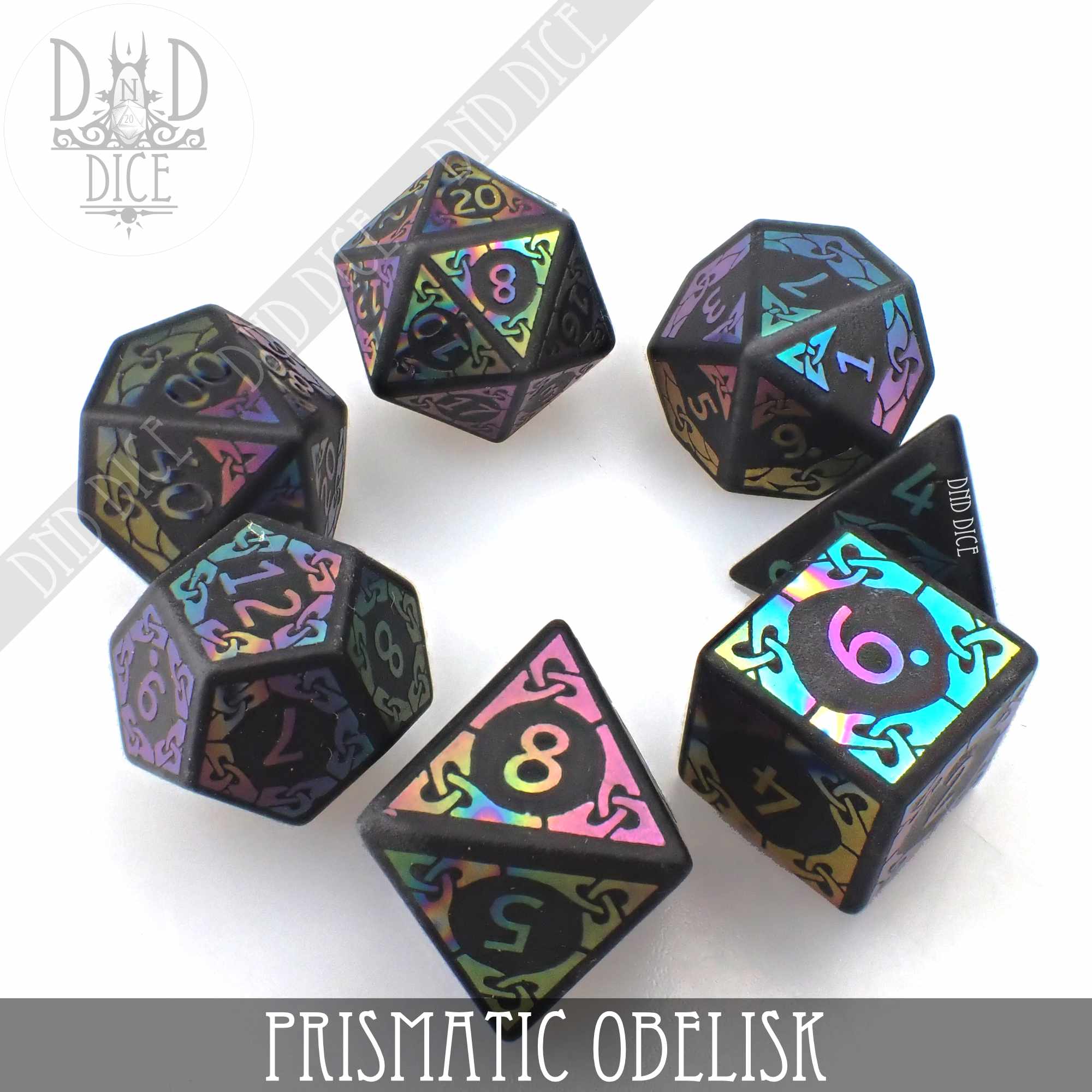 Prismatic Obelisk Obsidian Dice Set (Gift Box) - Bards & Cards