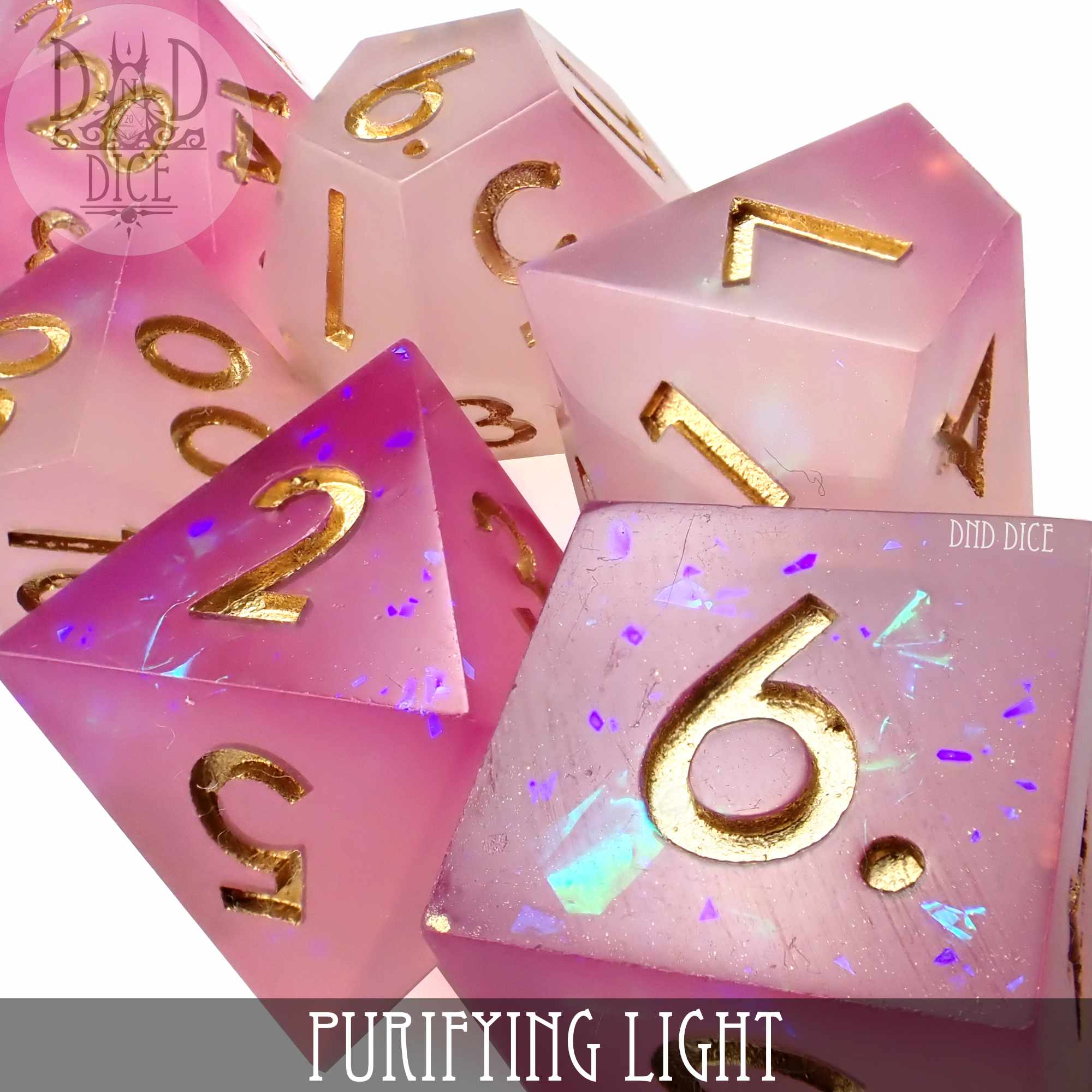 Purifying Light Handmade Dice Set (Color Change) - Bards & Cards