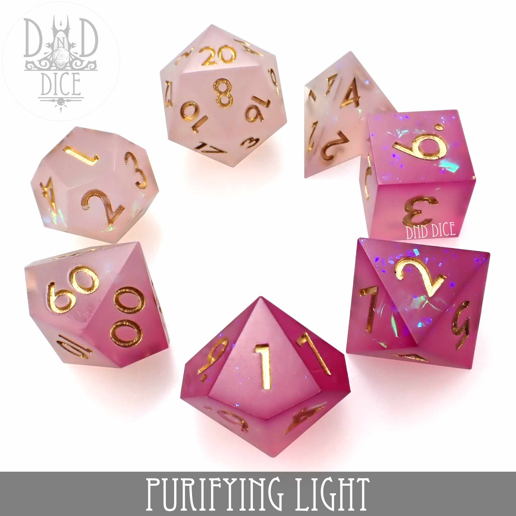 Purifying Light Handmade Dice Set (Color Change) - Bards & Cards