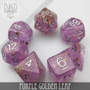 Purple Golden Leaf Dice Set - Bards & Cards