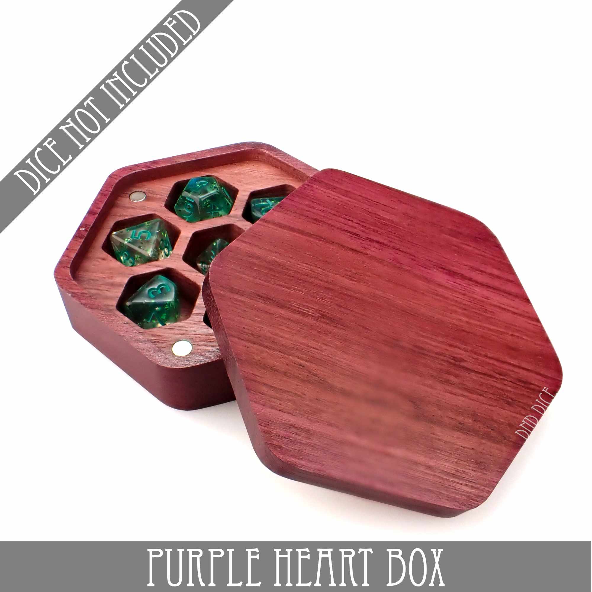 Purple Heart Wood Dice Box - Bards & Cards