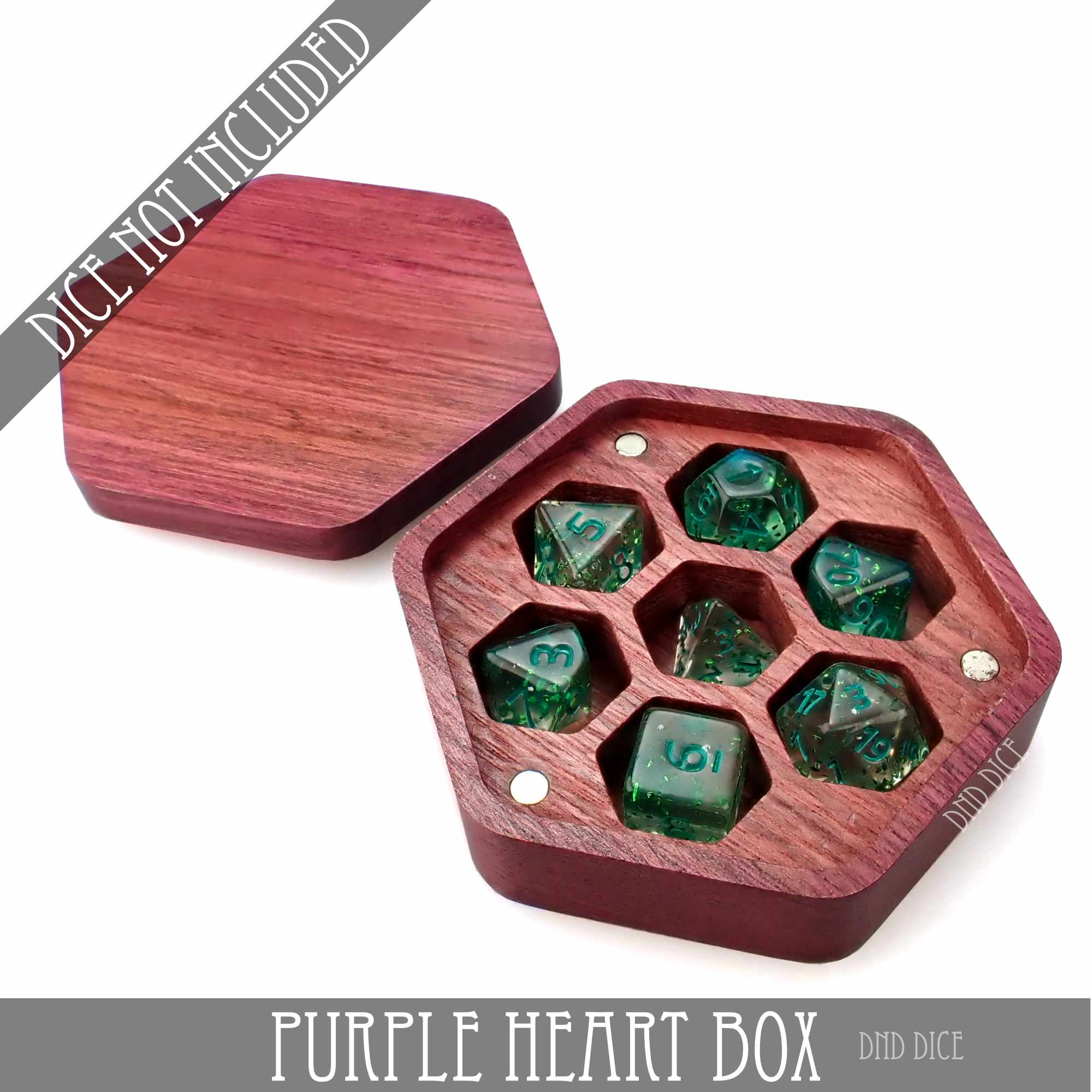 Purple Heart Wood Dice Box - Bards & Cards