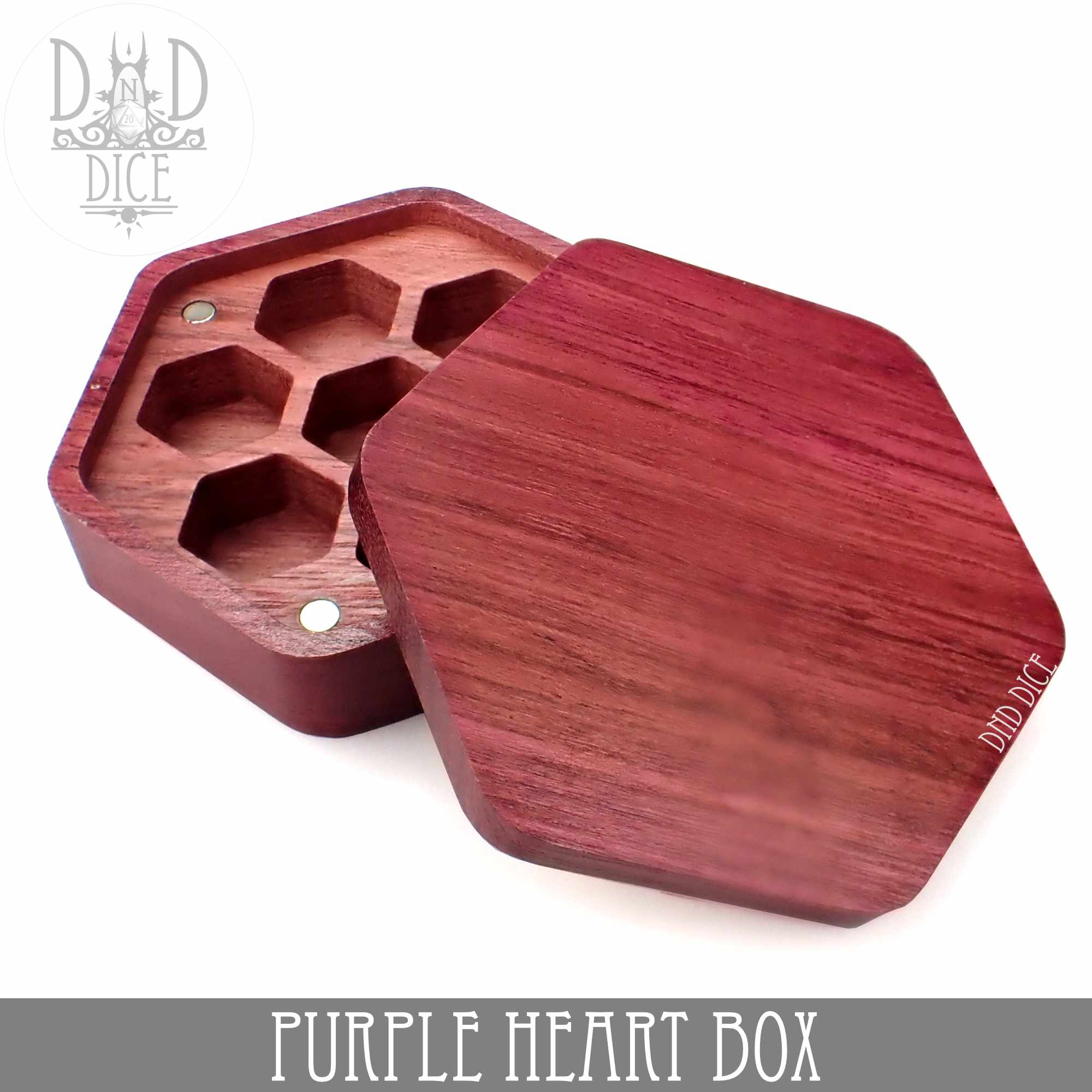 Purple Heart Wood Dice Box - Bards & Cards