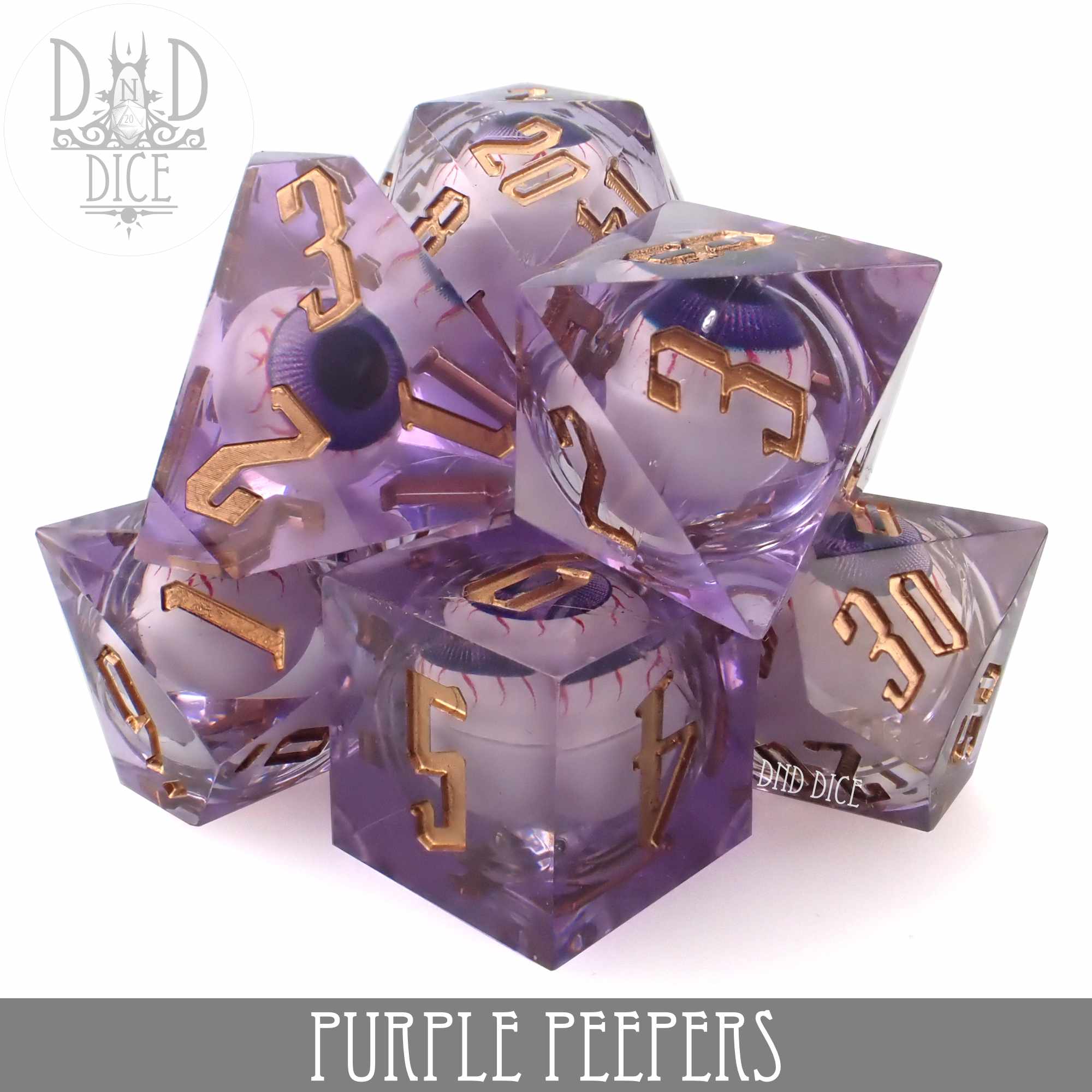 Purple Peepers Liquid Core Dice Set - Bards & Cards