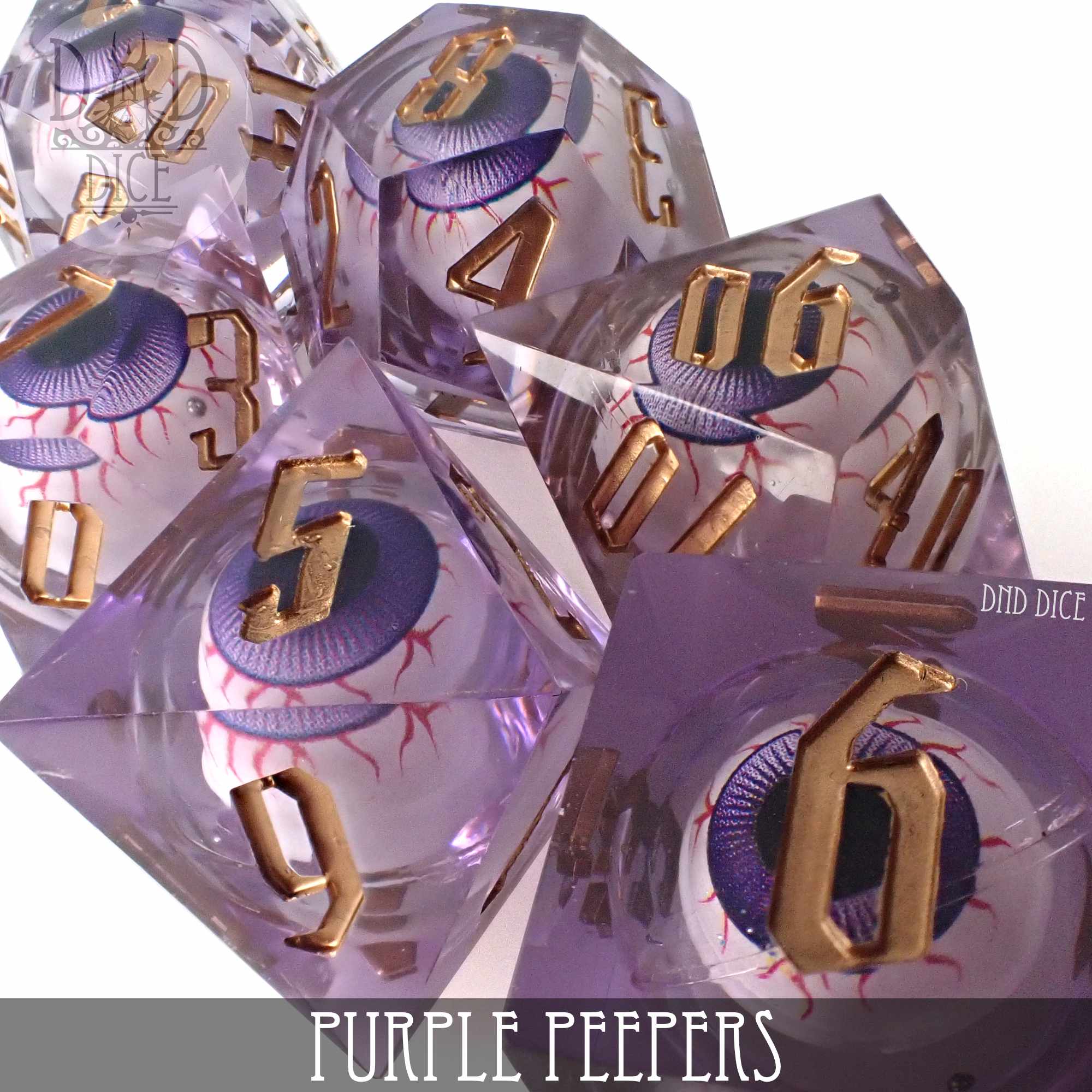 Purple Peepers Liquid Core Dice Set - Bards & Cards