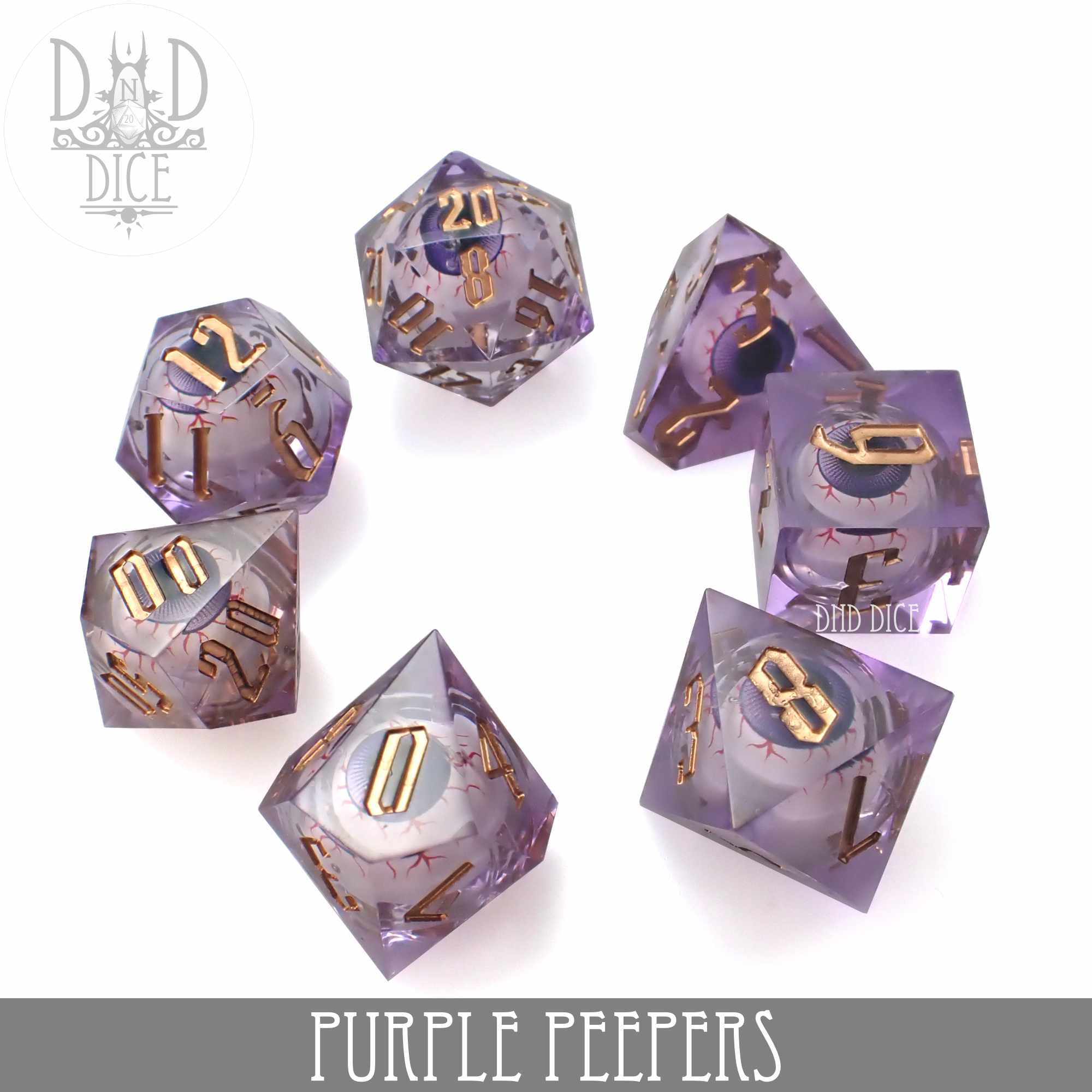 Purple Peepers Liquid Core Dice Set - Bards & Cards