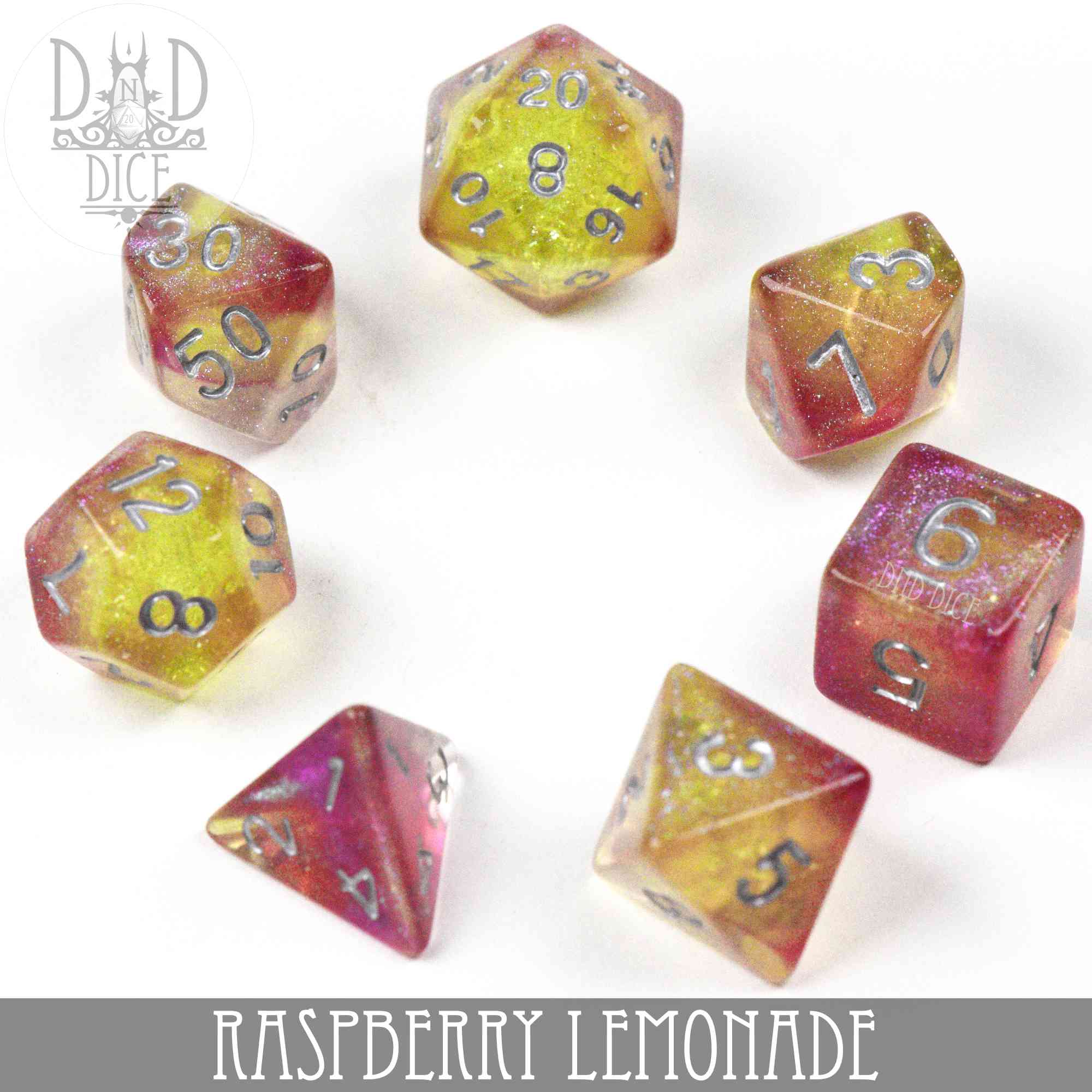 Raspberry Lemonade Dice Set - Bards & Cards