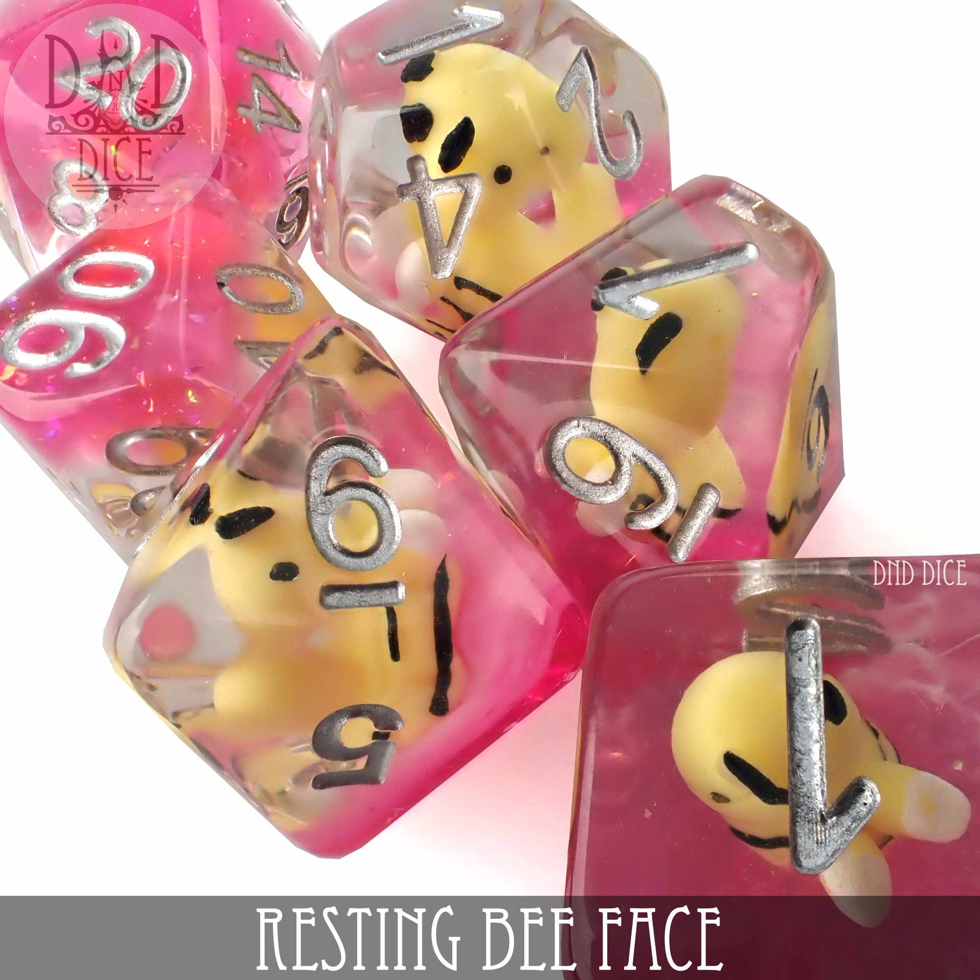 Resting Bee Face Dice Set - Bards & Cards