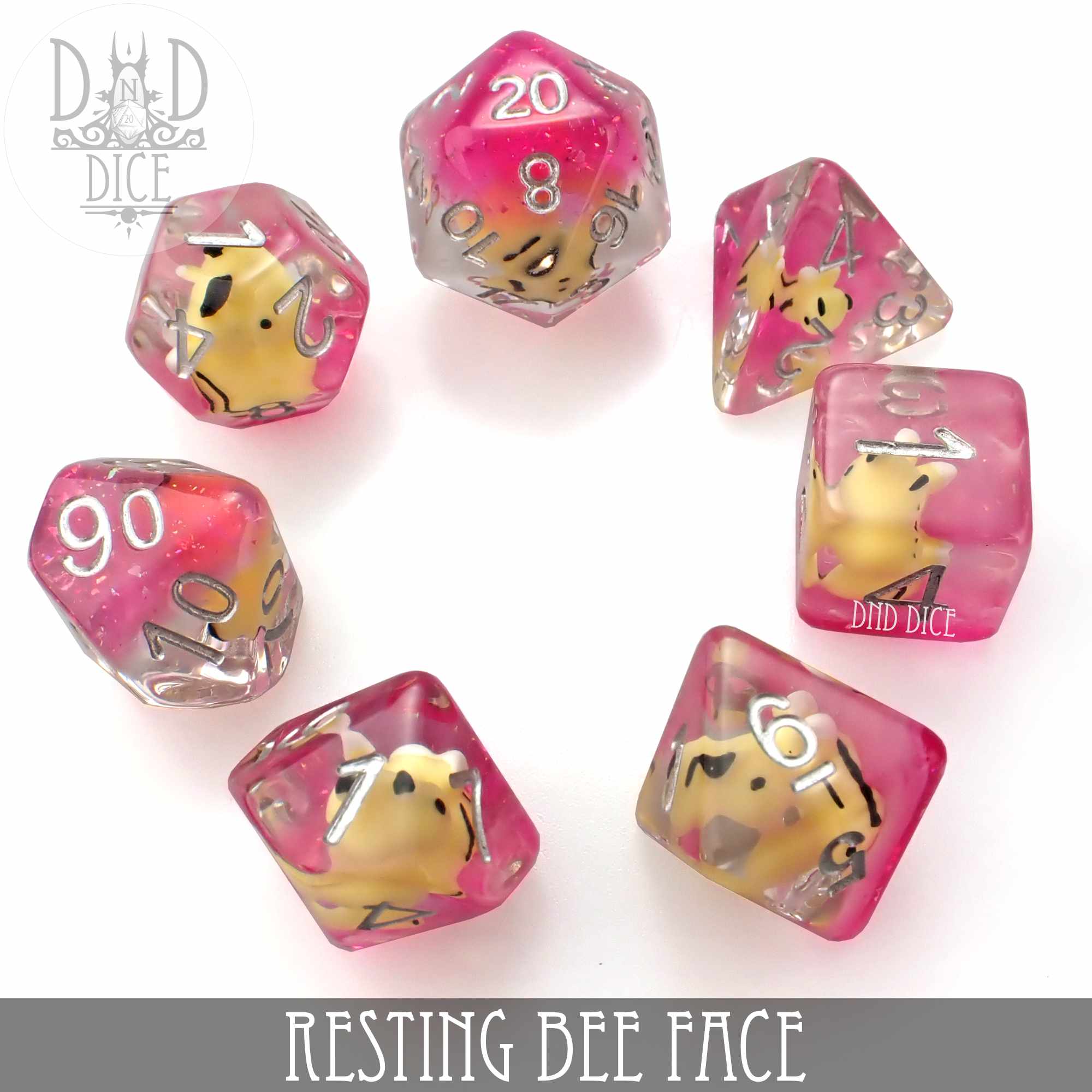 Resting Bee Face Dice Set - Bards & Cards