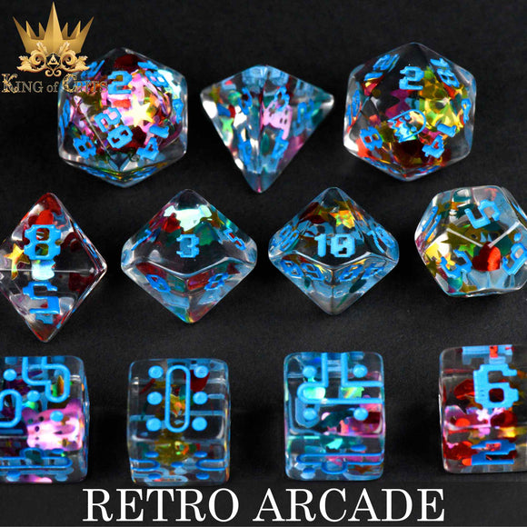 Retro Arcade 11 Dice Set - Bards & Cards