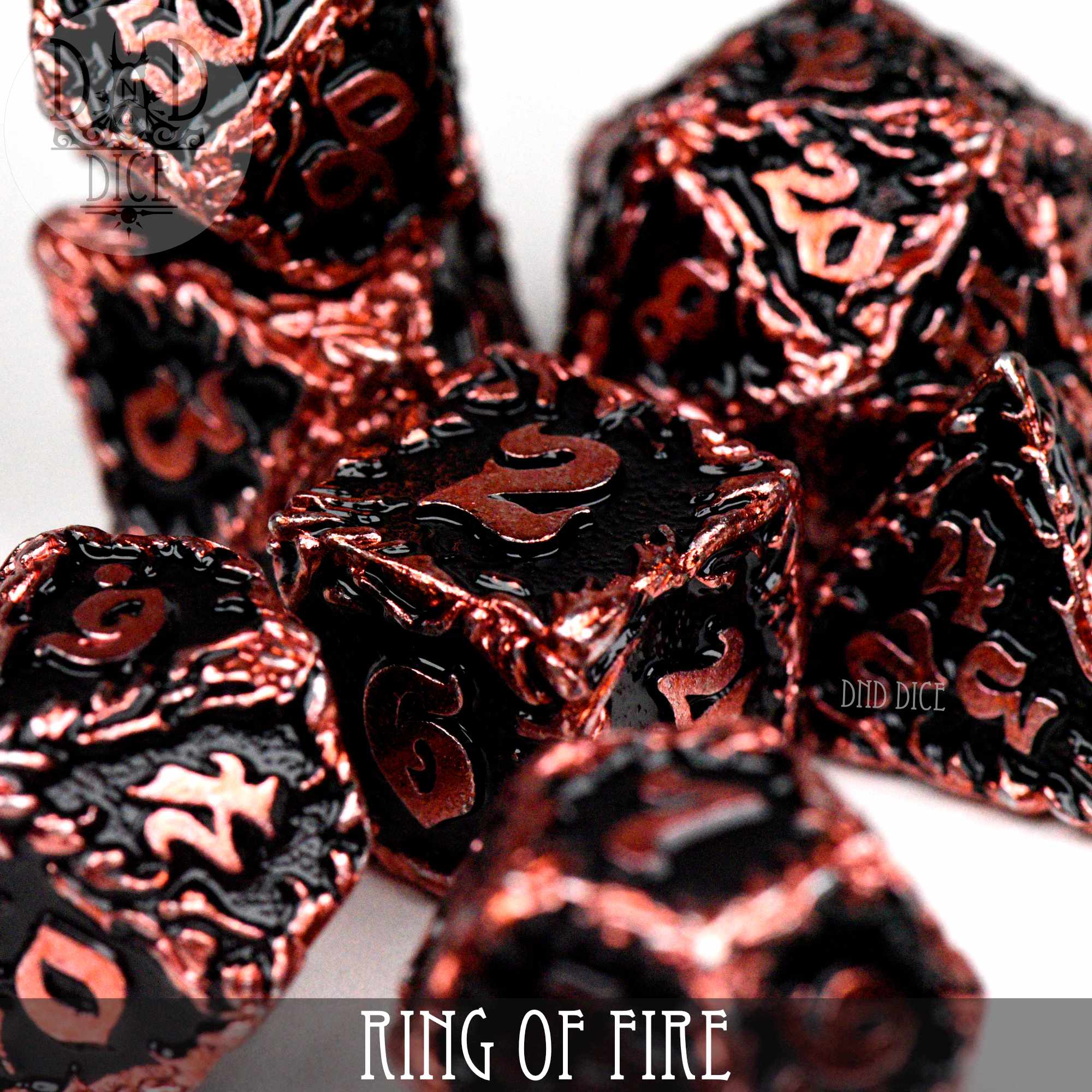 Ring of Fire Metal Dice Set - Bards & Cards