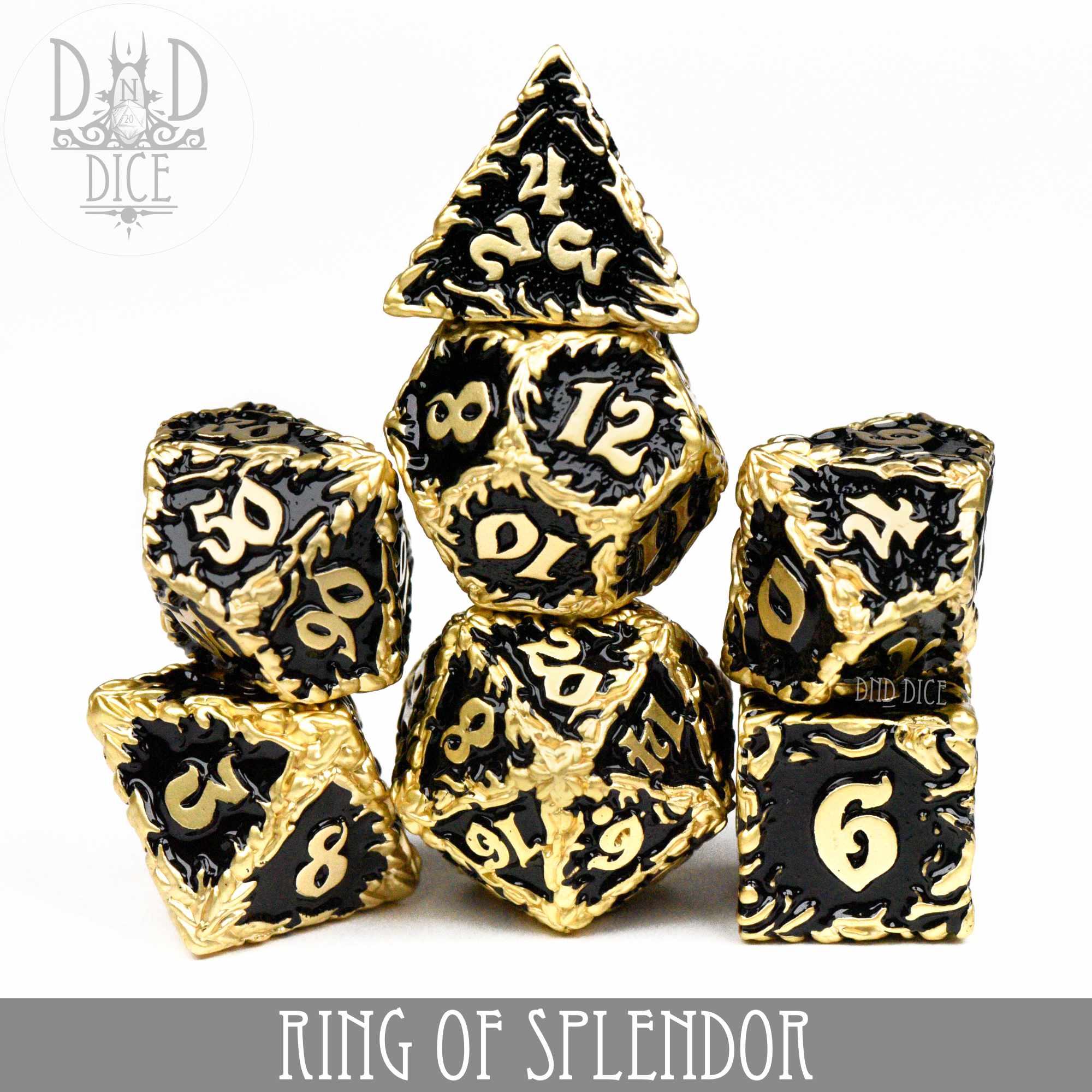 Ring of Splendor Metal Dice Set - Bards & Cards