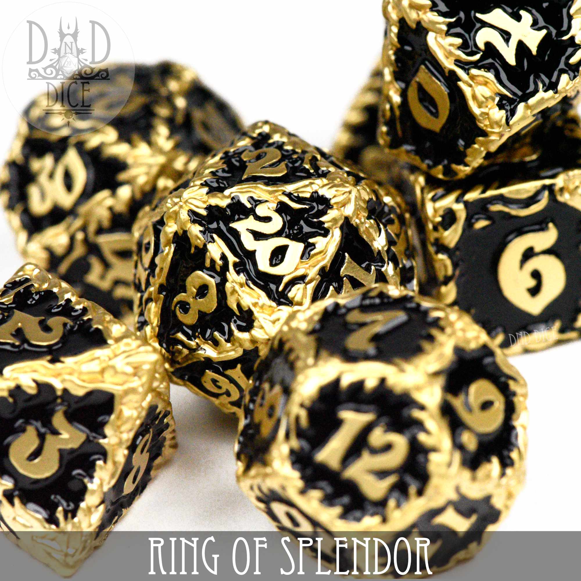 Ring of Splendor Metal Dice Set - Bards & Cards