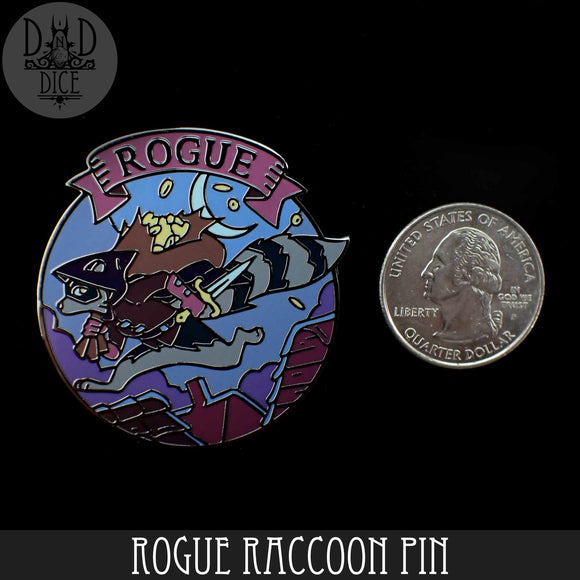 Rogue Raccoon Enamel Pin - Bards & Cards