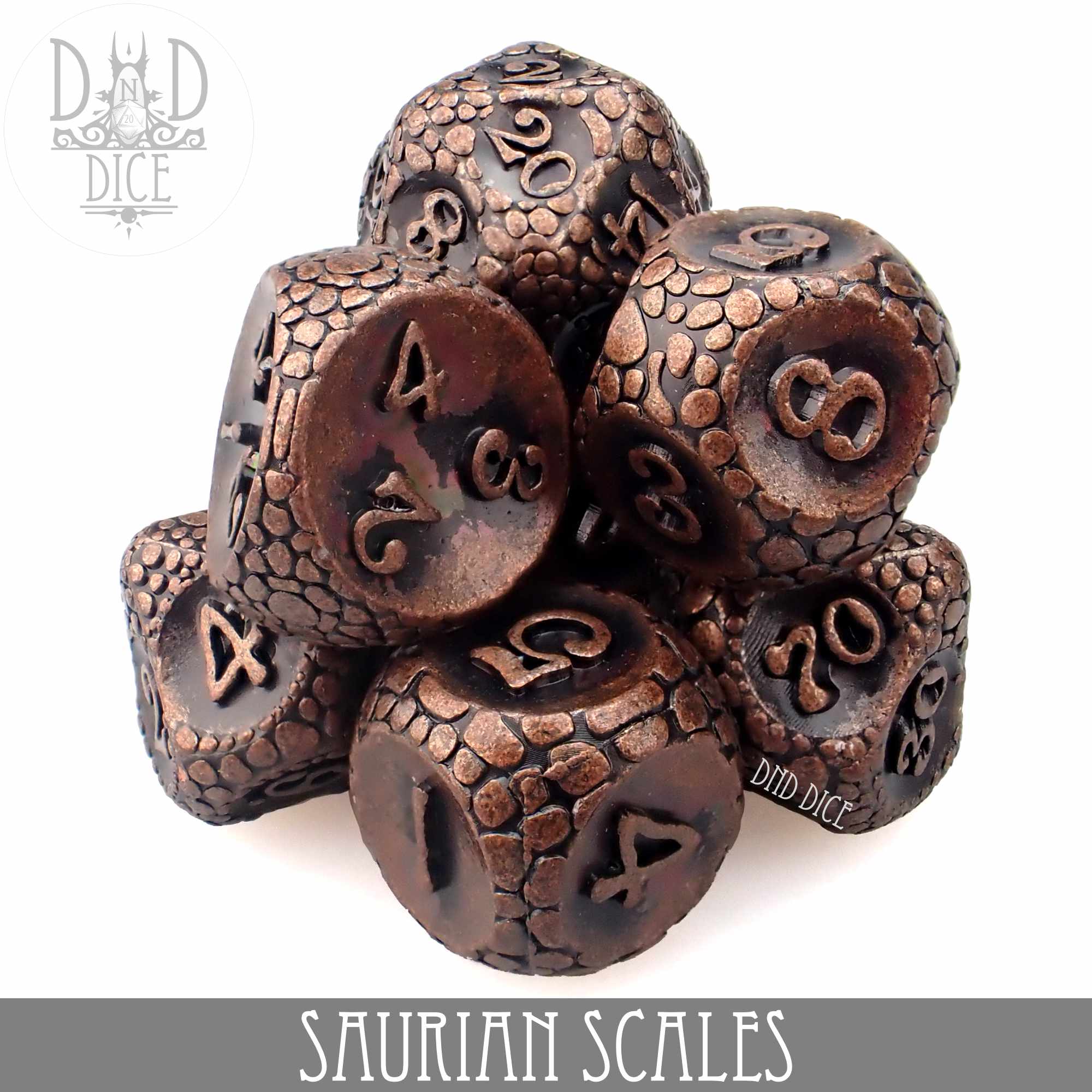 Saurian Scales Metal Dice Set - Bards & Cards