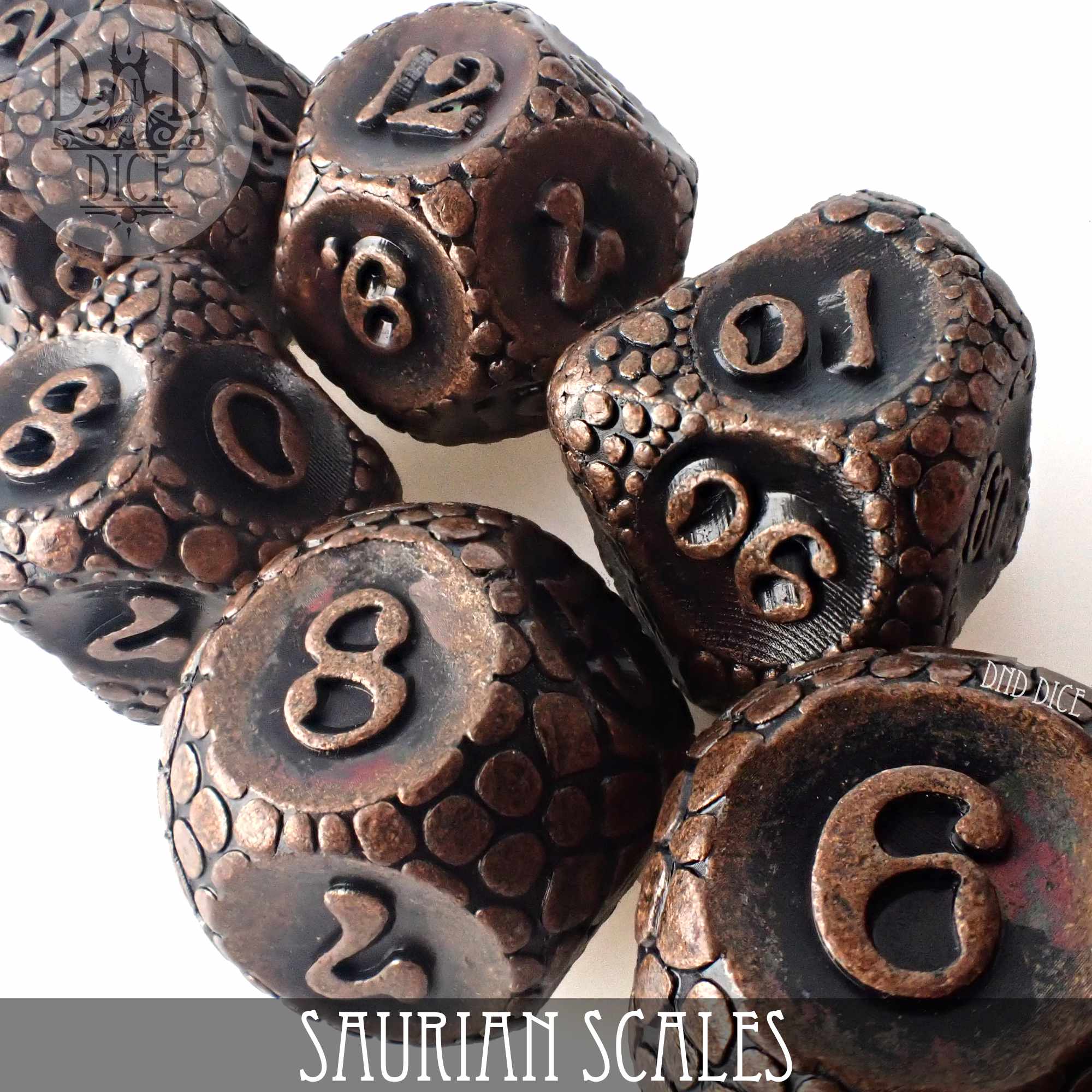 Saurian Scales Metal Dice Set - Bards & Cards