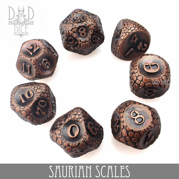 Saurian Scales Metal Dice Set - Bards & Cards
